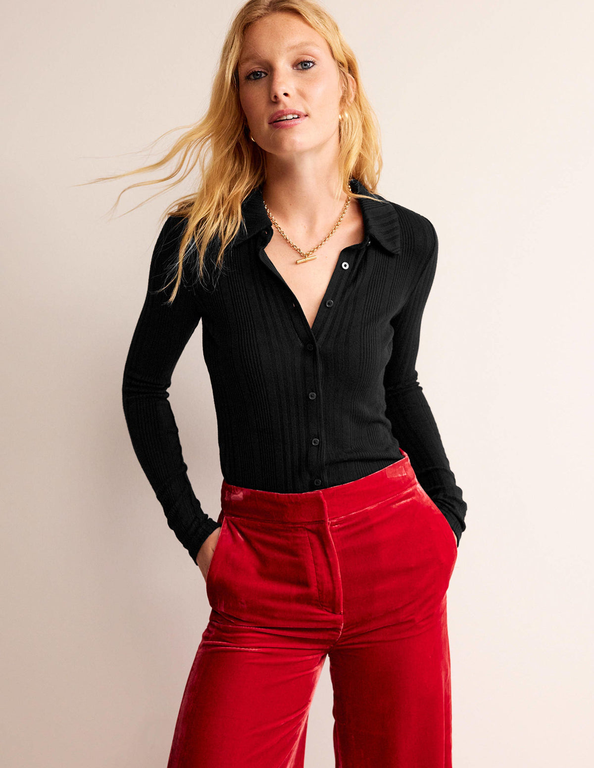 Charlotte Jersey-Hemd-Schwarz - Image 1