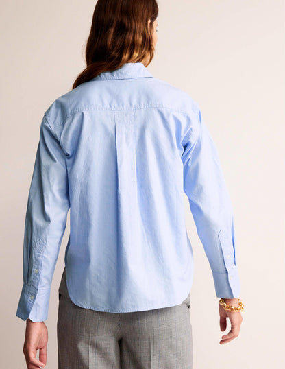 Verkürztes Baumwoll-T-Shirt-Oxford-Blau-3