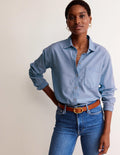 Chambray-Hemd mit lockerer Passform-Helles Denim