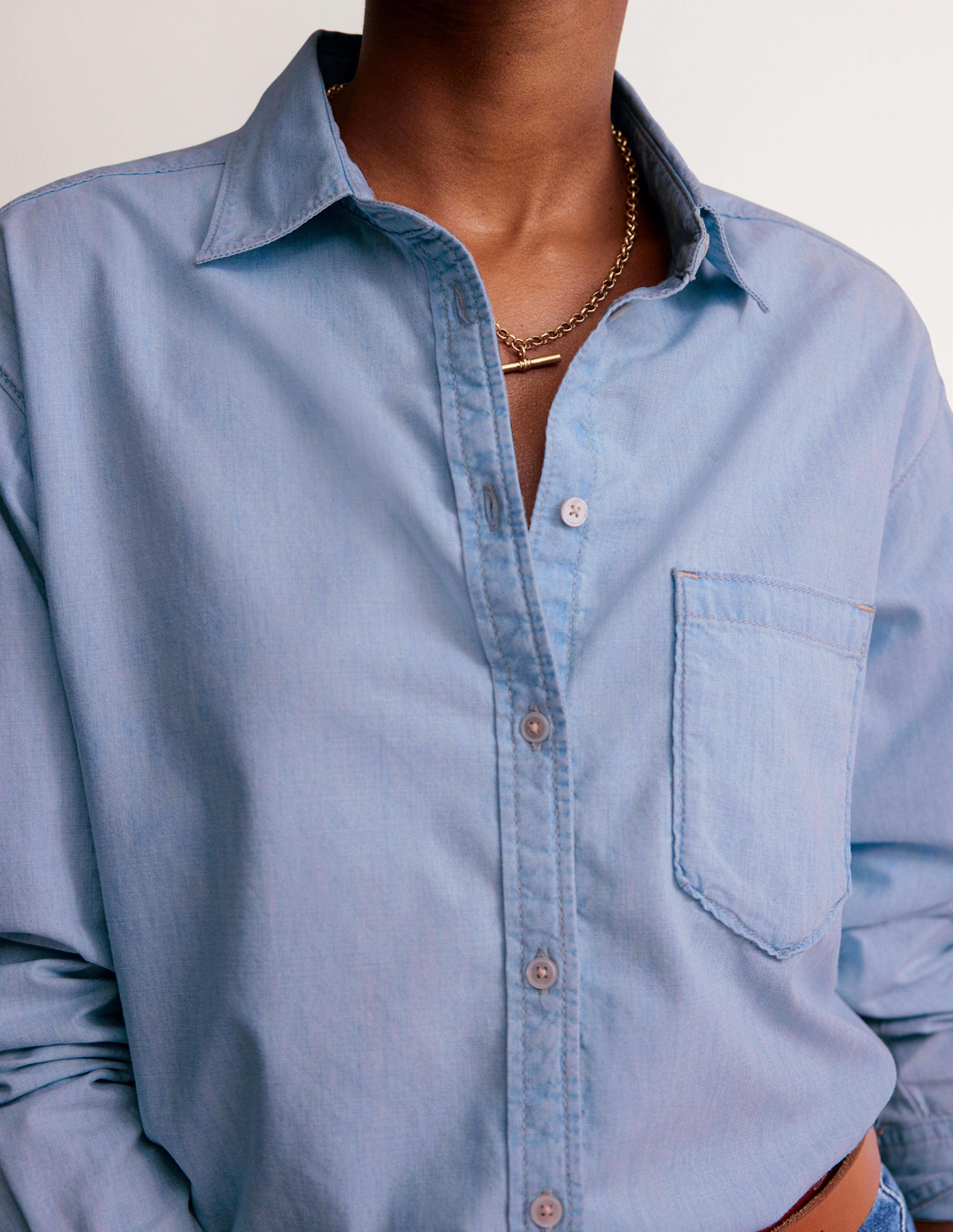 Chambray-Hemd mit lockerer Passform-Helles Denim - Image 2
