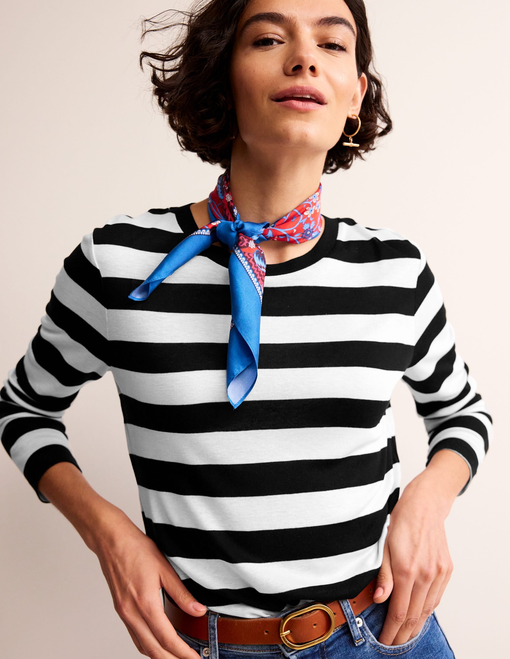 Tamsin langärmeliges Oberteil-Schwarz, Naturweiß - Image 1