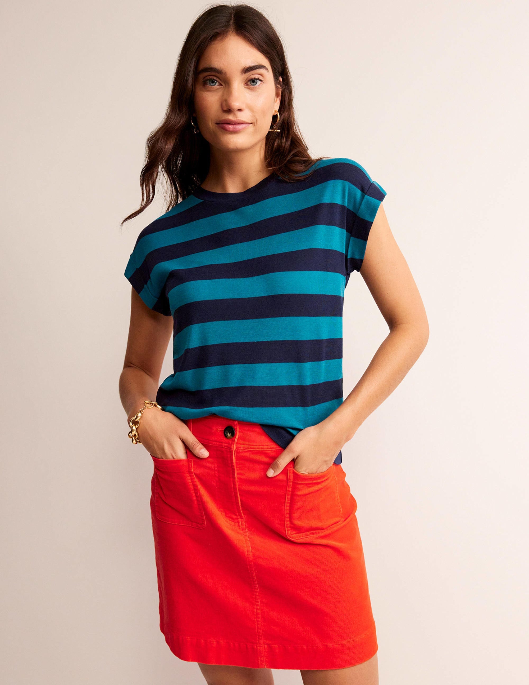 Tamsin kurzärmeliges Oberteil-Marineblau, Blau - Image 4