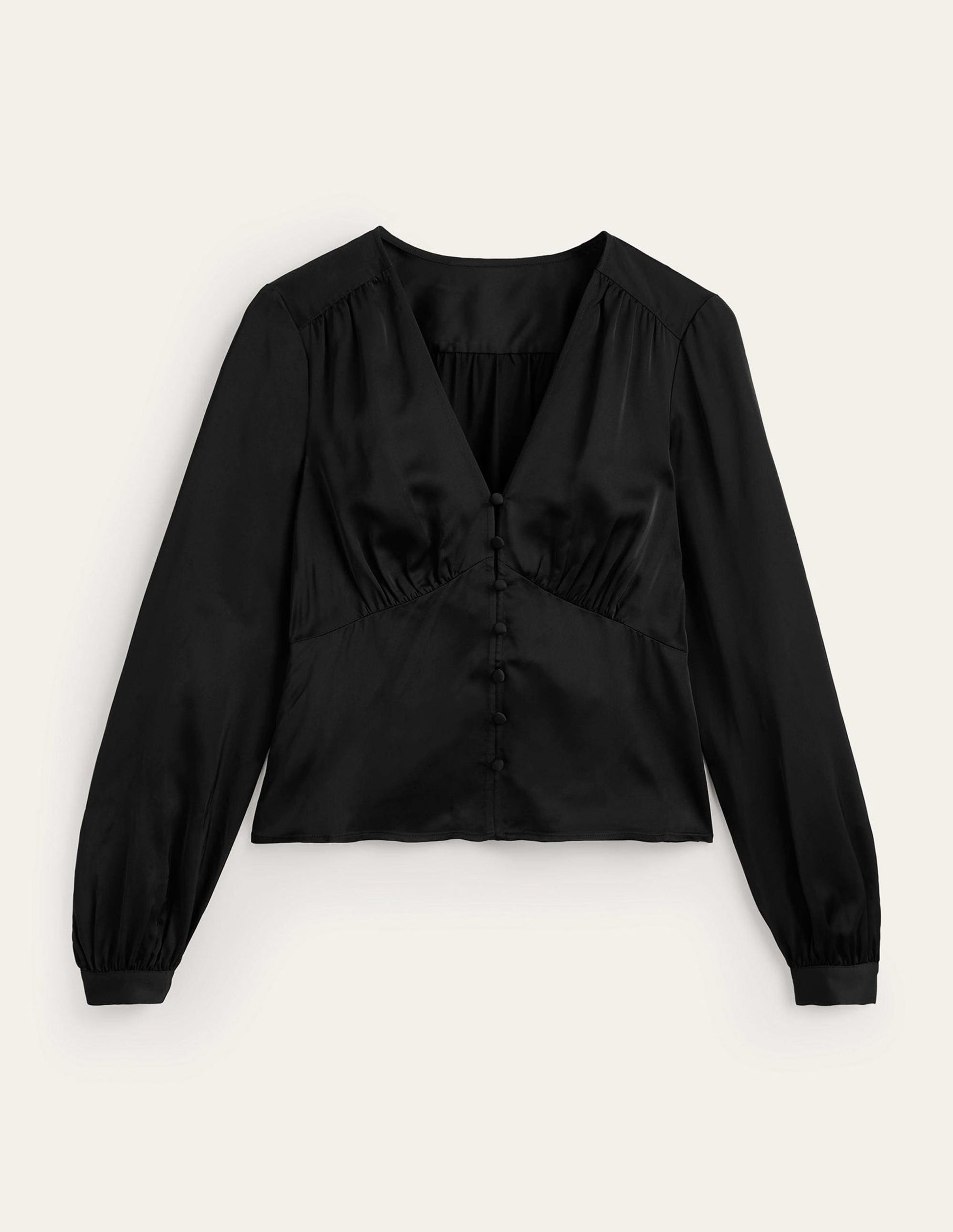 Blouse chic à col V-Noir-5
