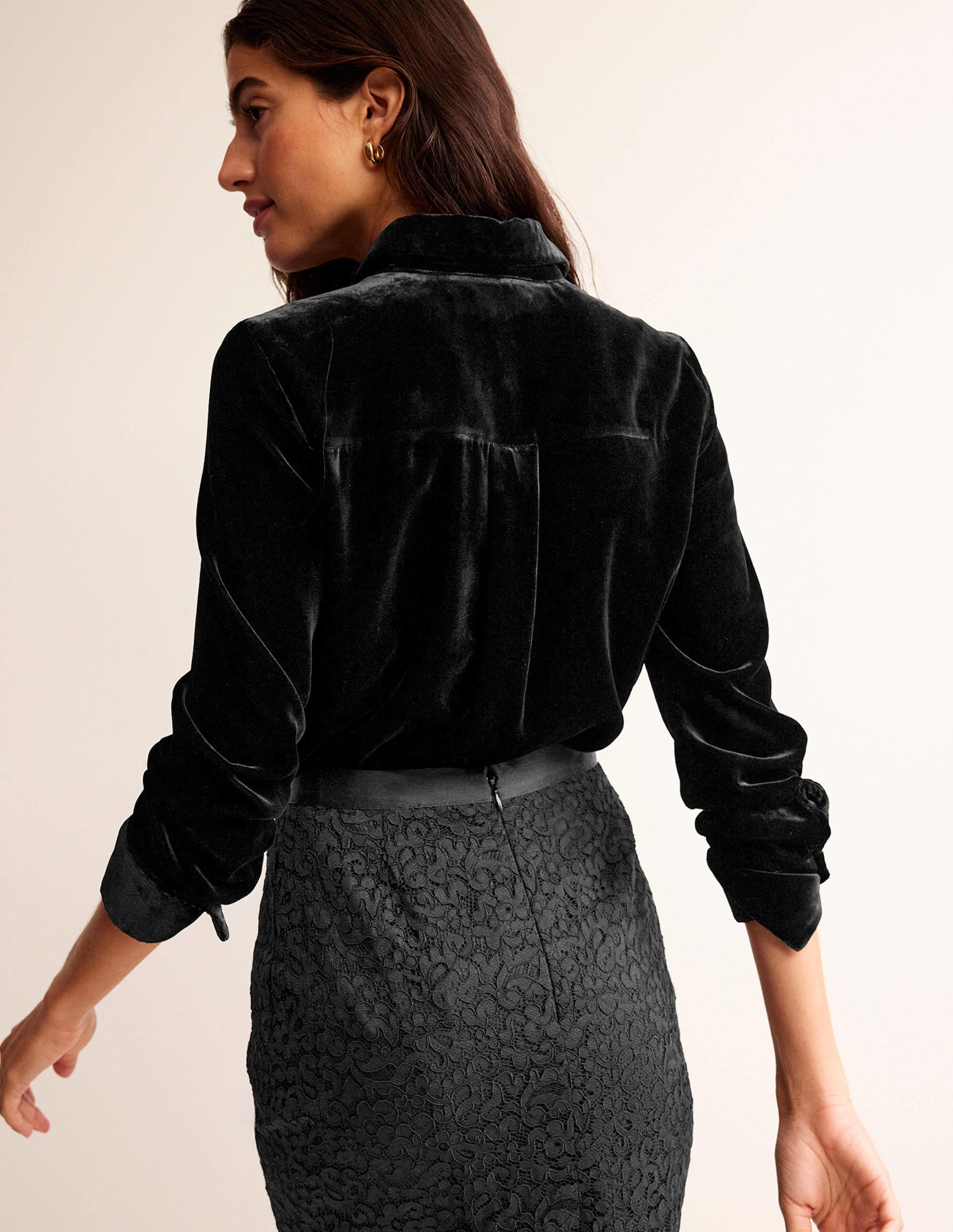 Chemise Sienna en velours-Noir - Image 3