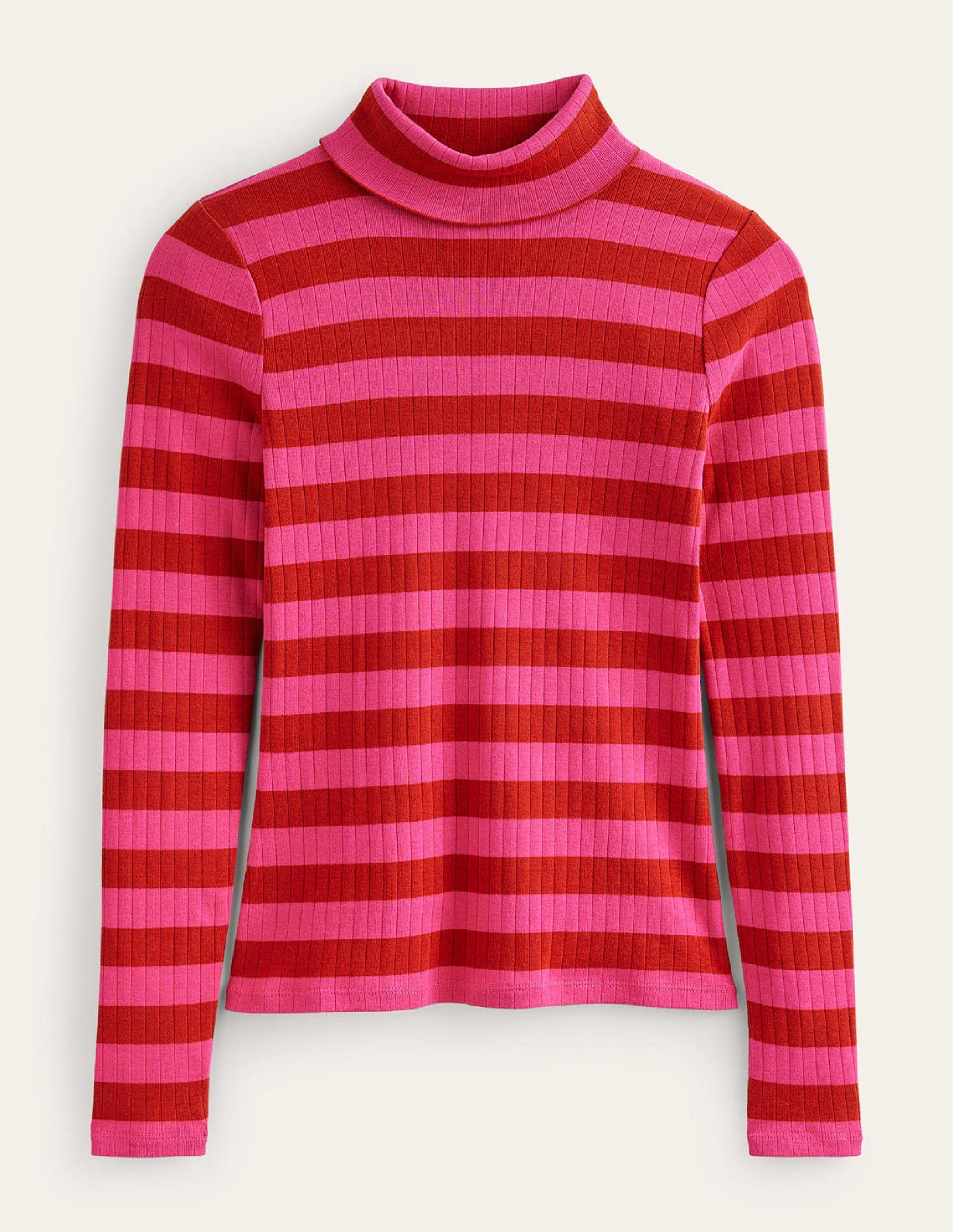 Anna Oberteil aus Rippstrick mit Rollkragen-Helles Rost, leuchtendes Pink-9