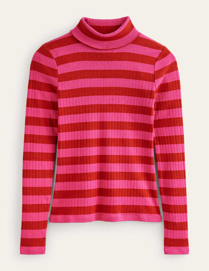 Anna Oberteil aus Rippstrick mit Rollkragen-Helles Rost, leuchtendes Pink-9