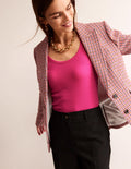 Cotton Rib Scoop Neck Top-Cabaret Pink