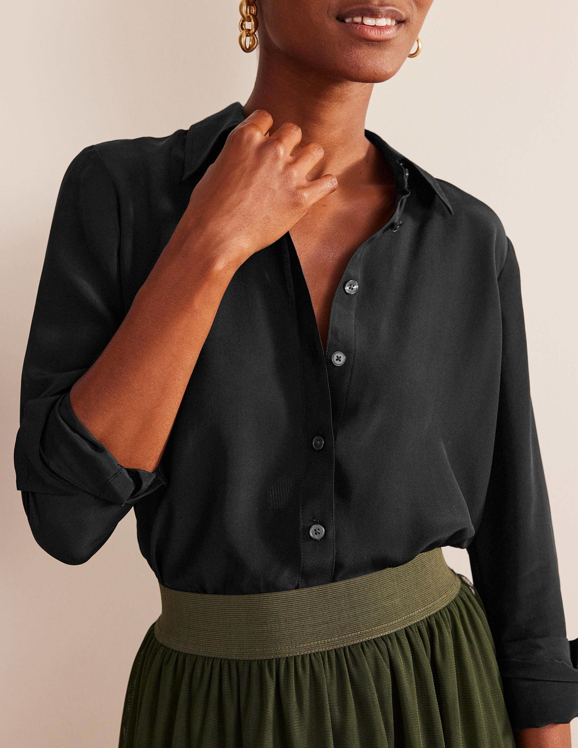 Sienna Silk Shirt-Black-4