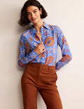 Sienna Silk Shirt-Azure, Gardenia Grove