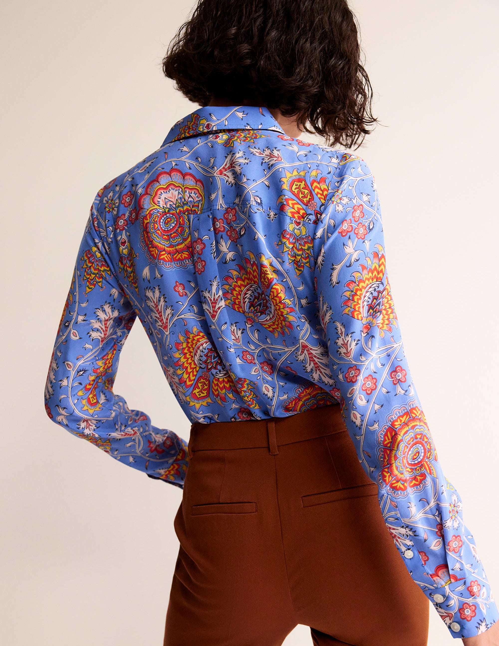 Sienna Silk Shirt-Azure, Gardenia Grove - Image 3
