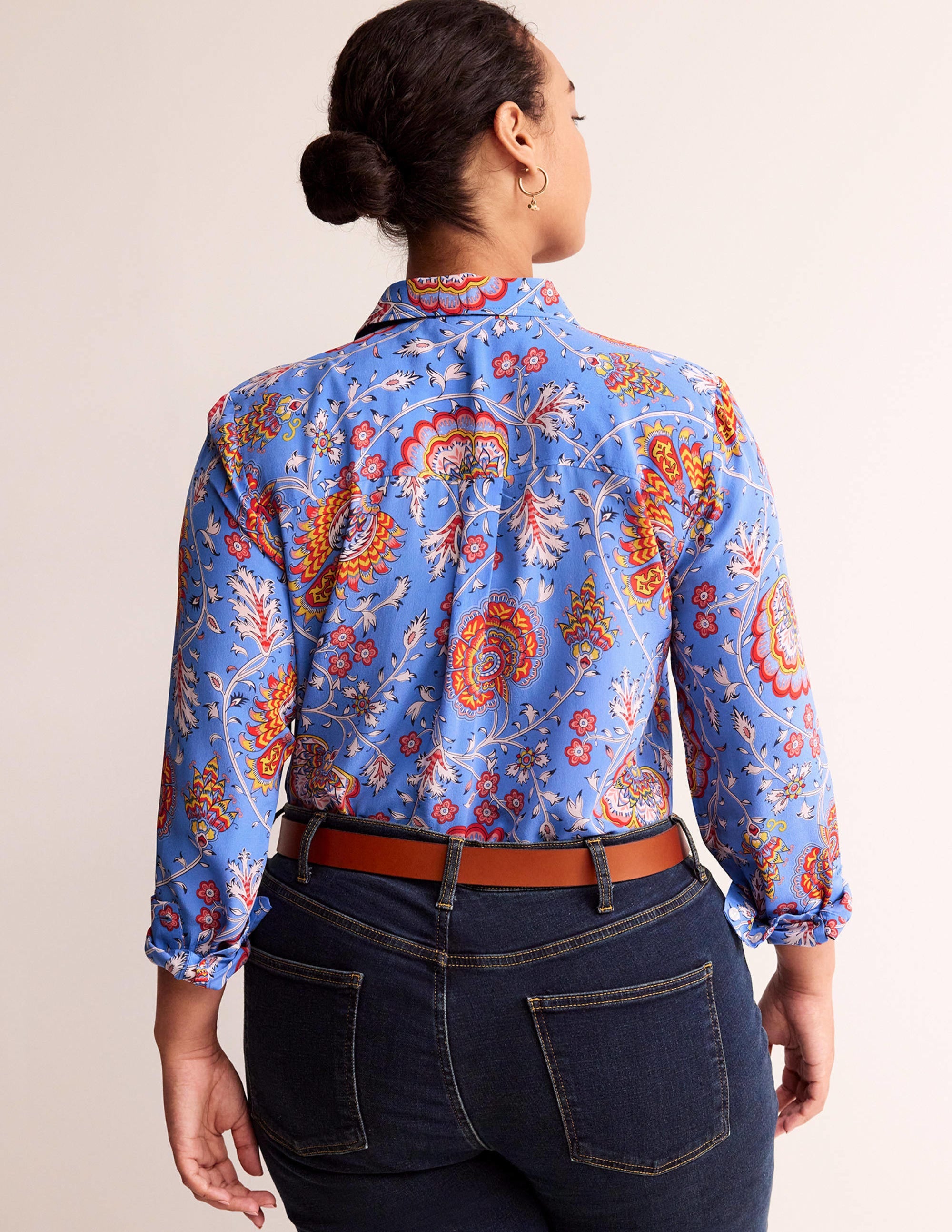 Sienna Silk Shirt-Azure, Gardenia Grove - Image 6