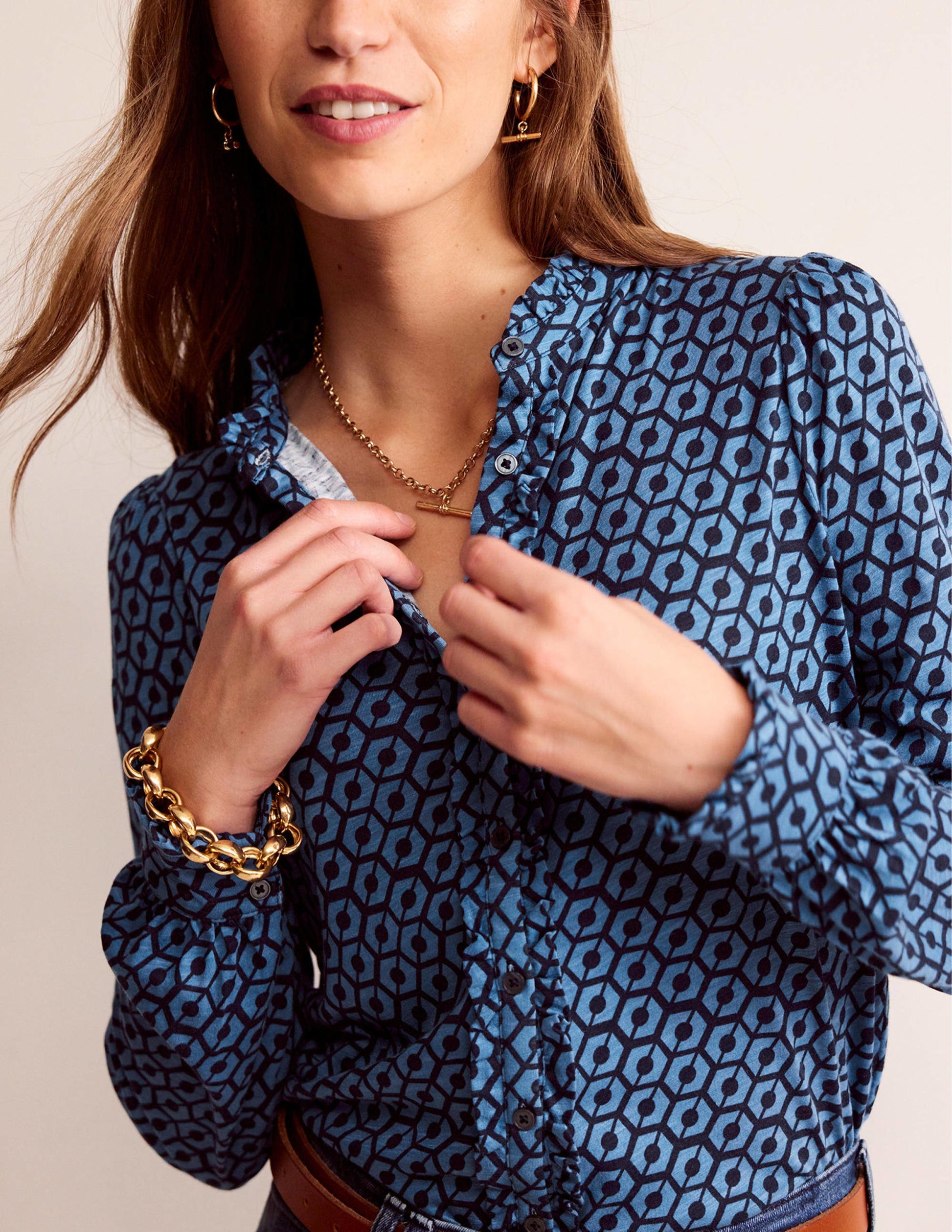 Caroline Jersey-Hemd-Azurblau, Reverie-2