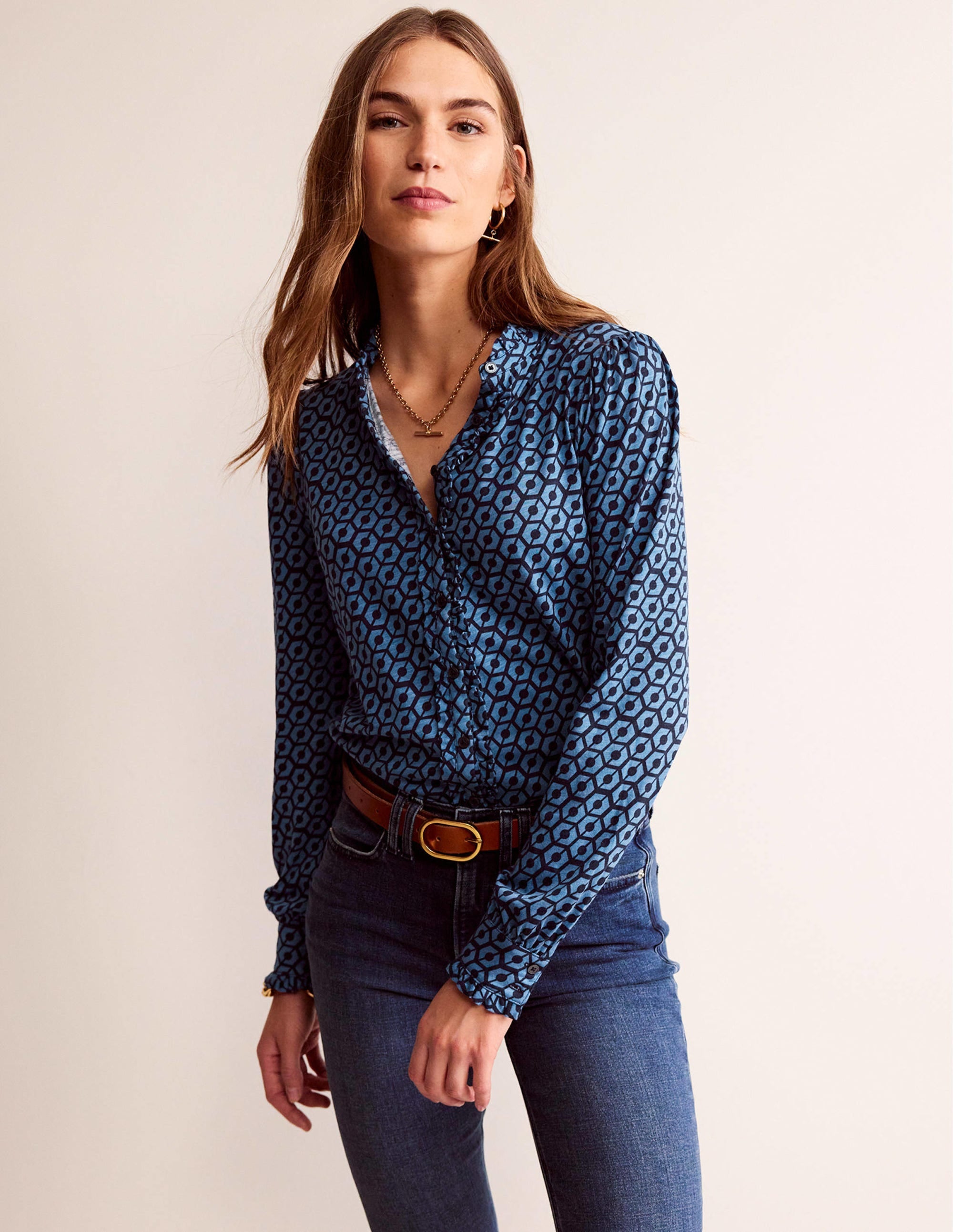 Caroline Jersey-Hemd-Azurblau, Reverie - Image 4