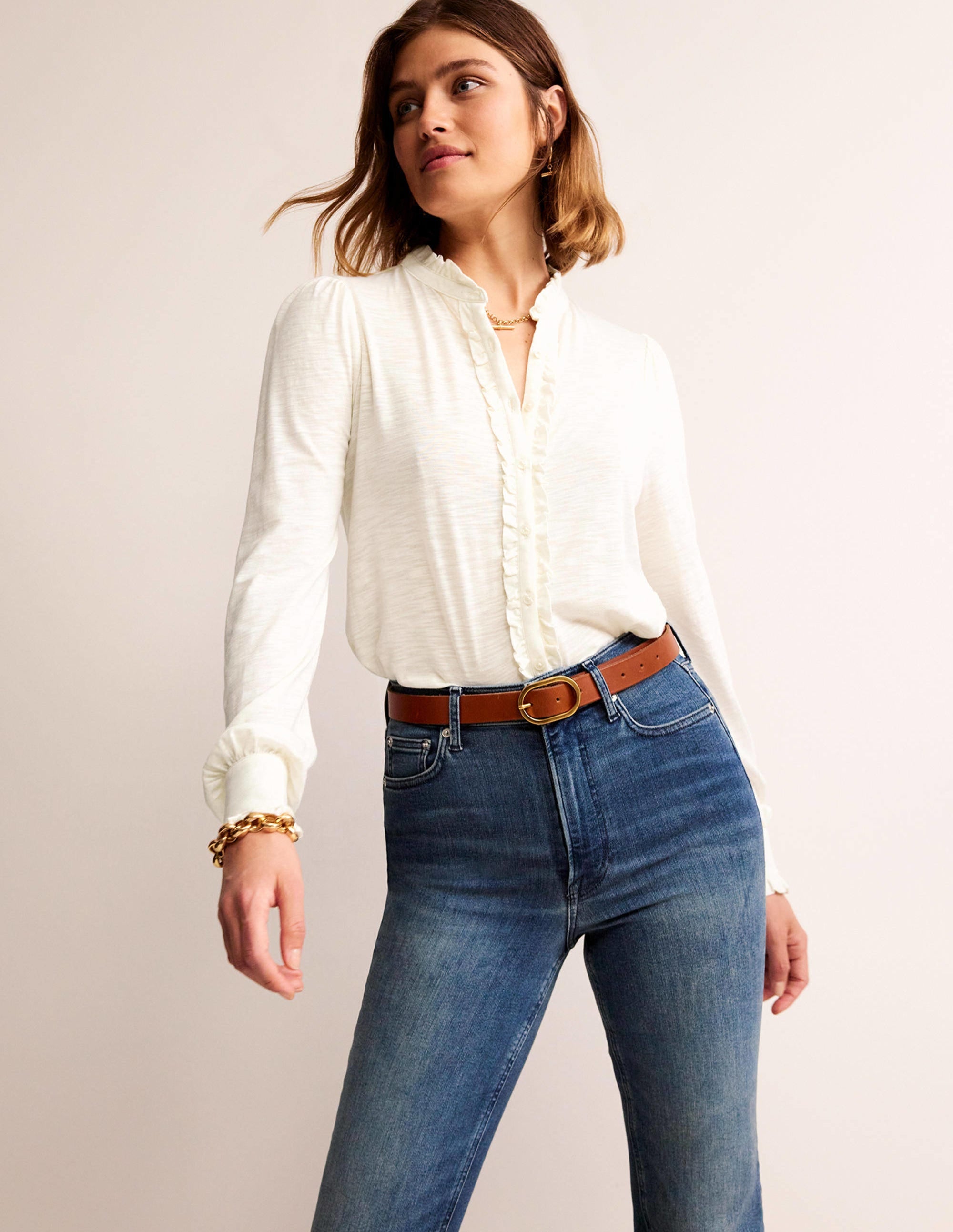 Caroline Jersey-Hemd-Naturweiß - Image 1