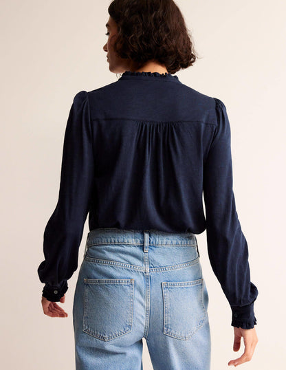 Caroline Jersey Shirt-Navy-3