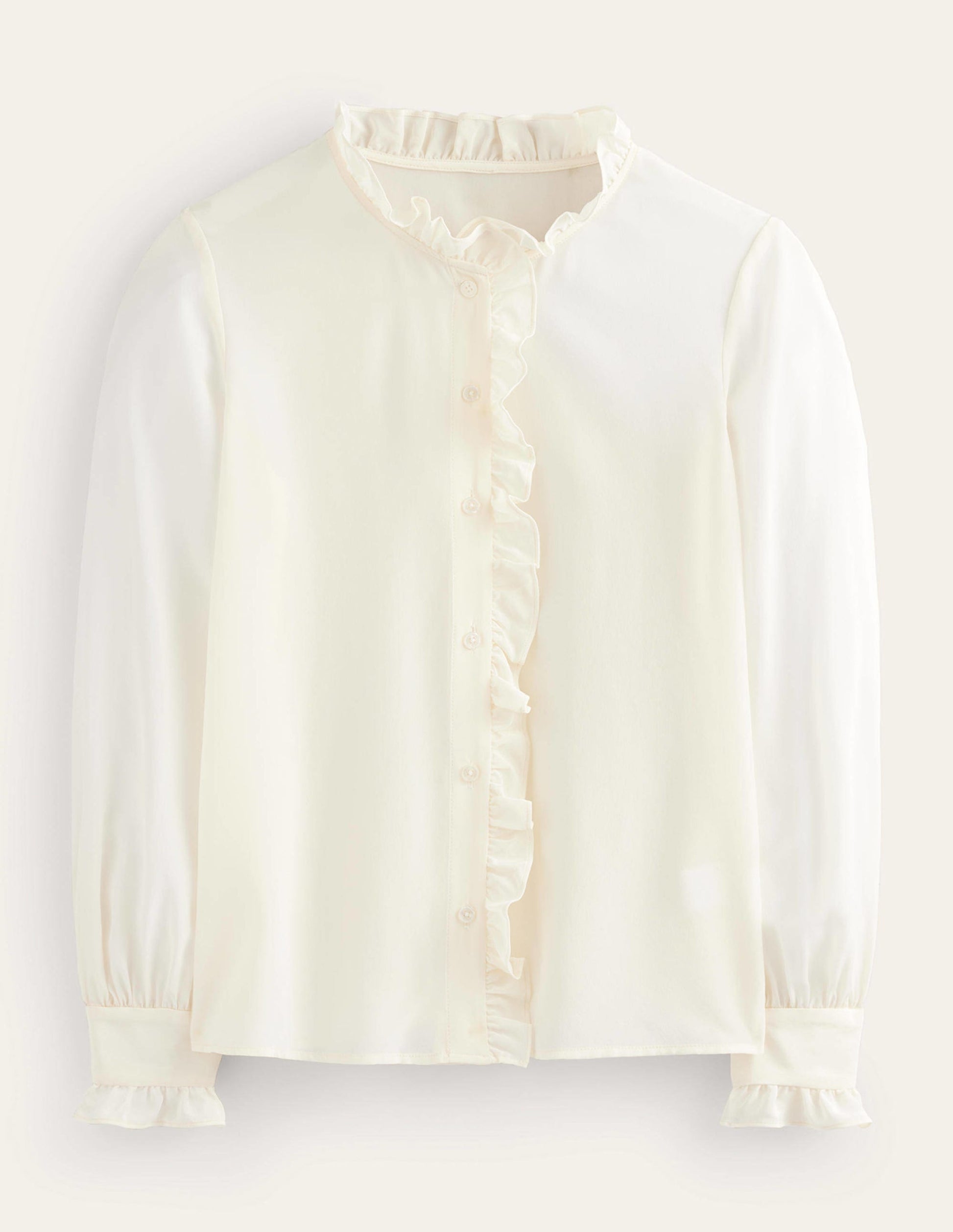 Seidenbluse mit Rüschenkragen-Naturweiß-7