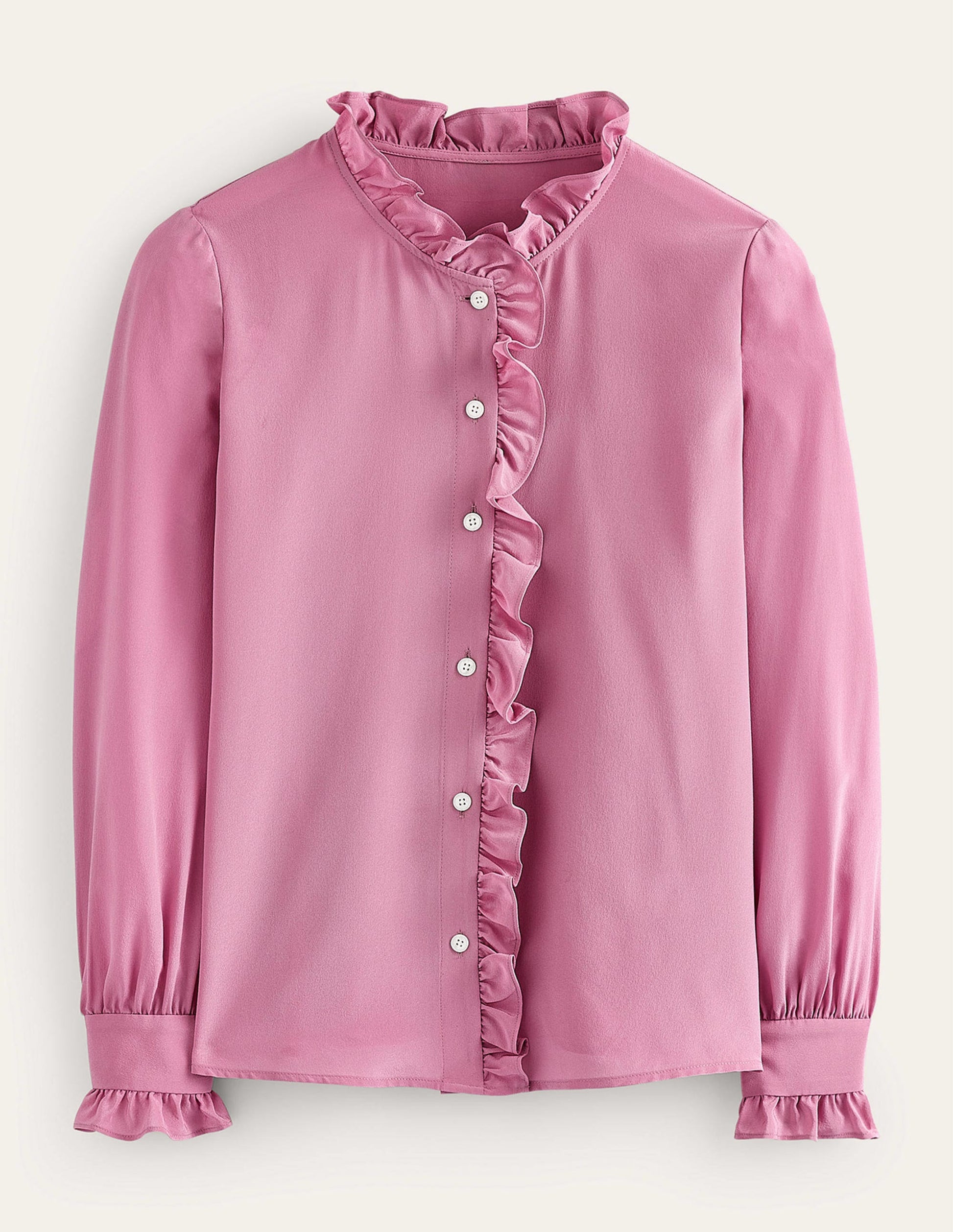 Seidenbluse mit Rüschenkragen-Erdbeer-Sorbet-6