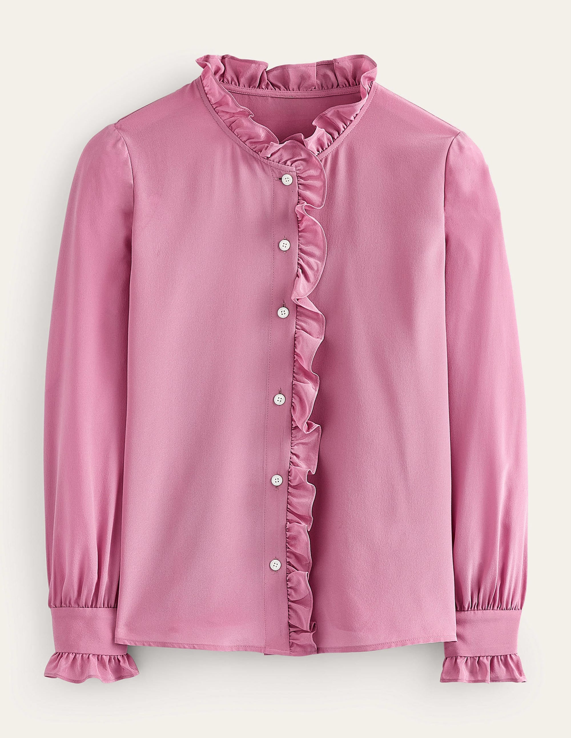 Seidenbluse mit Rüschenkragen-Erdbeer-Sorbet - Image 6