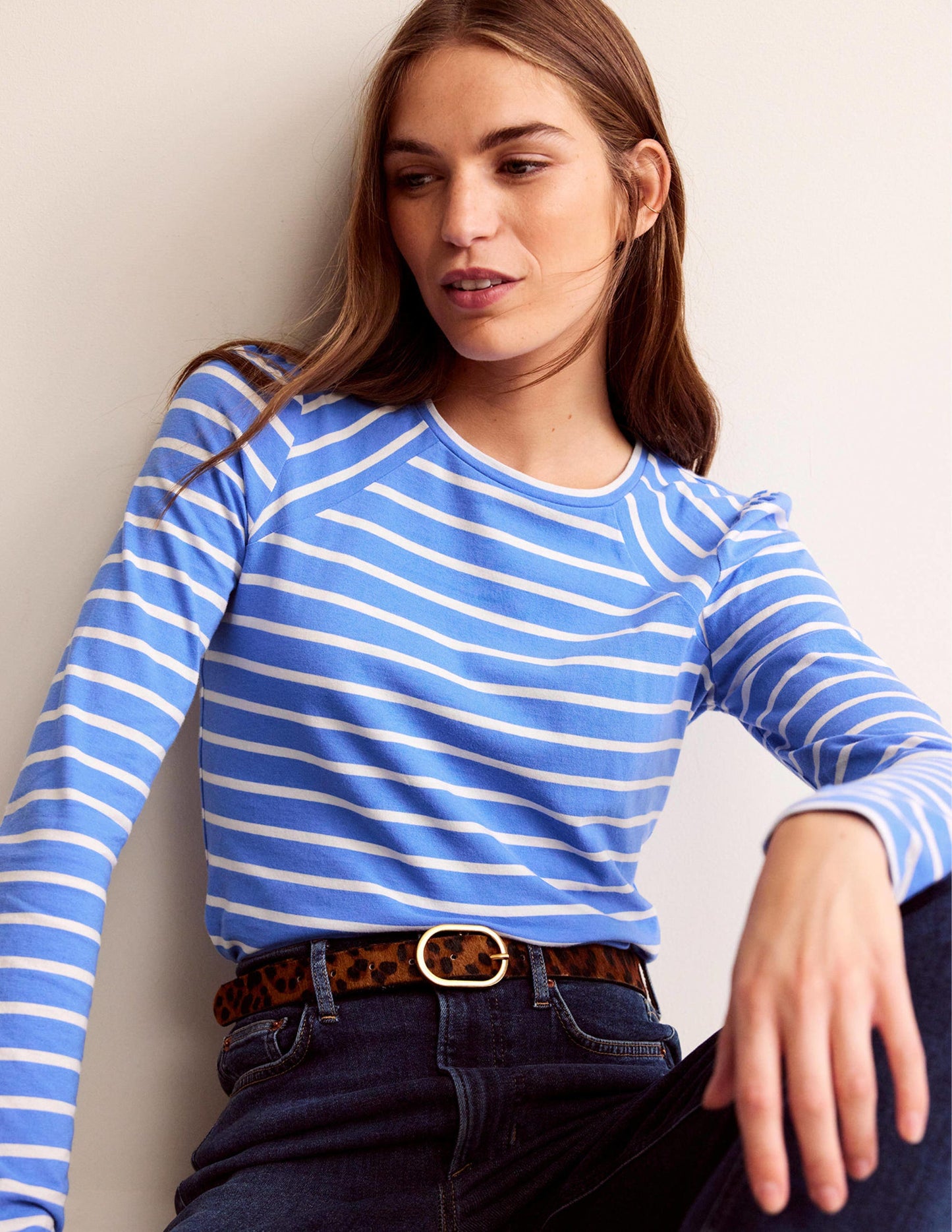 Arabella Gestreiftes T-Shirt-Marine, Naturweiß