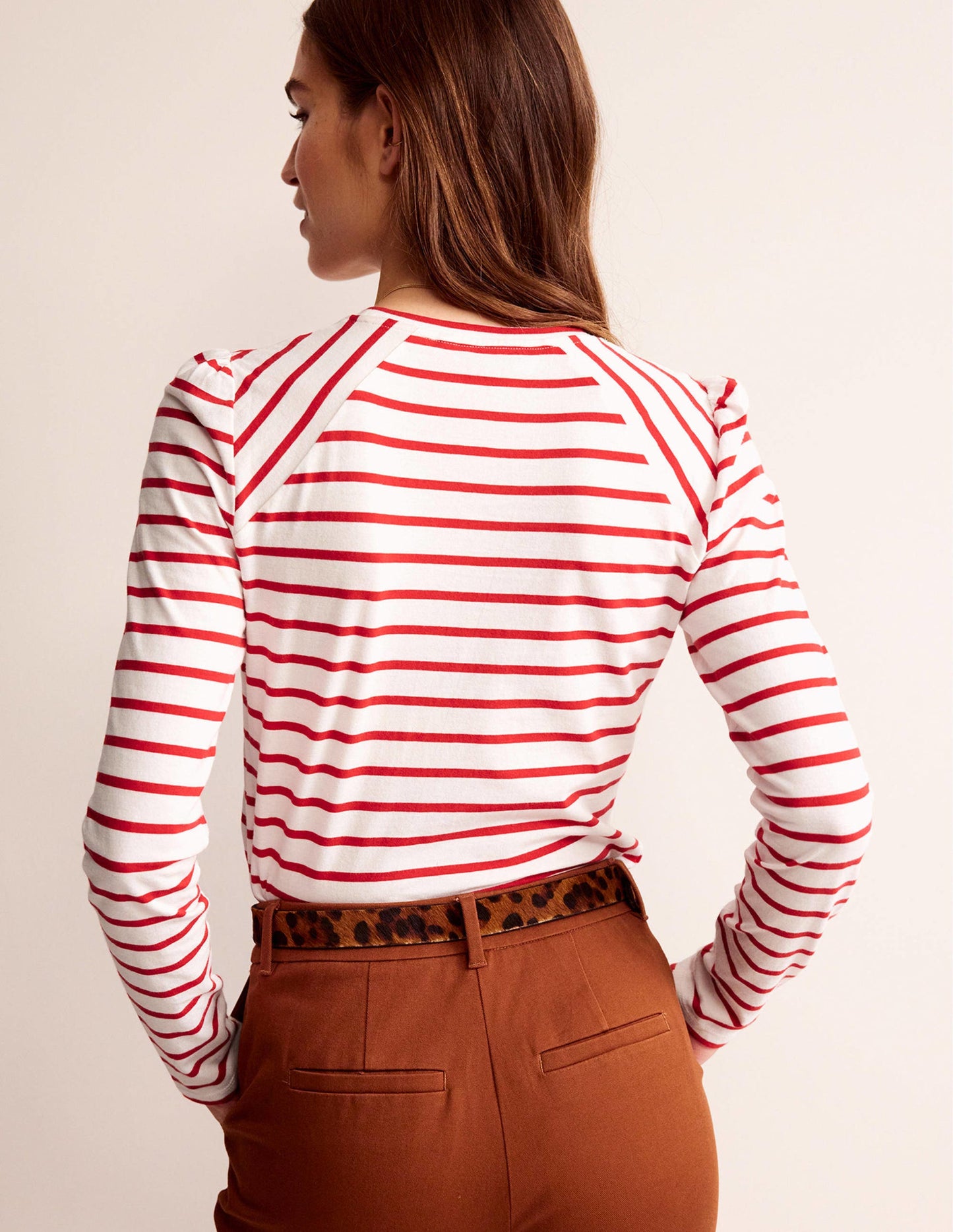 Arabella Gestreiftes T-Shirt-Pepperoni, Naturweiß