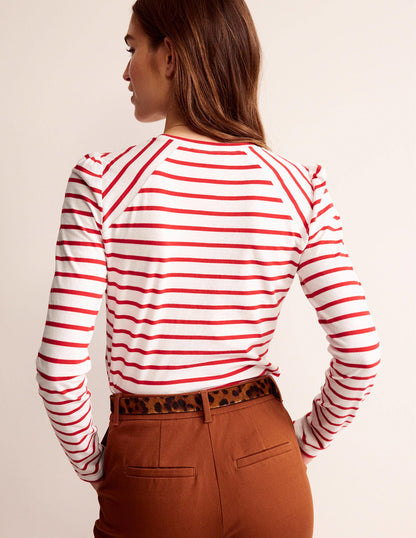 Arabella Gestreiftes T-Shirt-Pepperoni, Naturweiß-3
