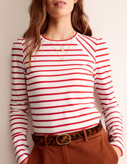 Arabella Gestreiftes T-Shirt-Pepperoni, Naturweiß-4
