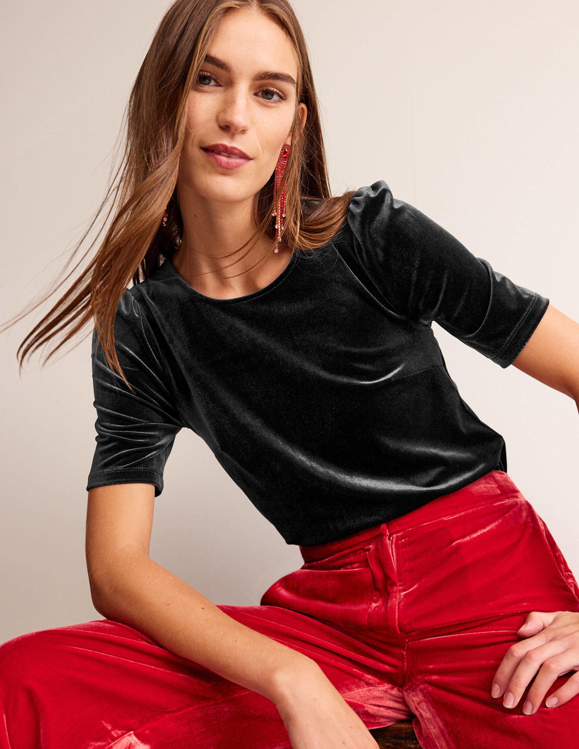 Party-T-Shirt aus Samt-Schwarz-1