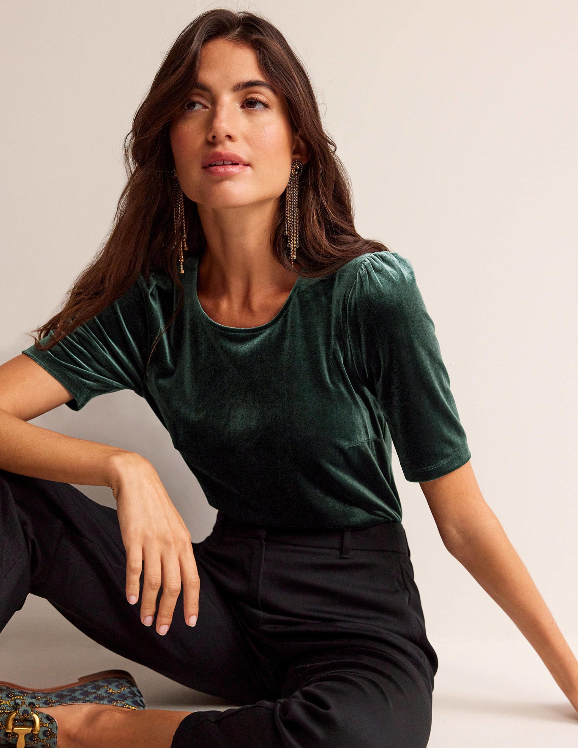 Velvet Party T-shirt-Chatsworth Green-4