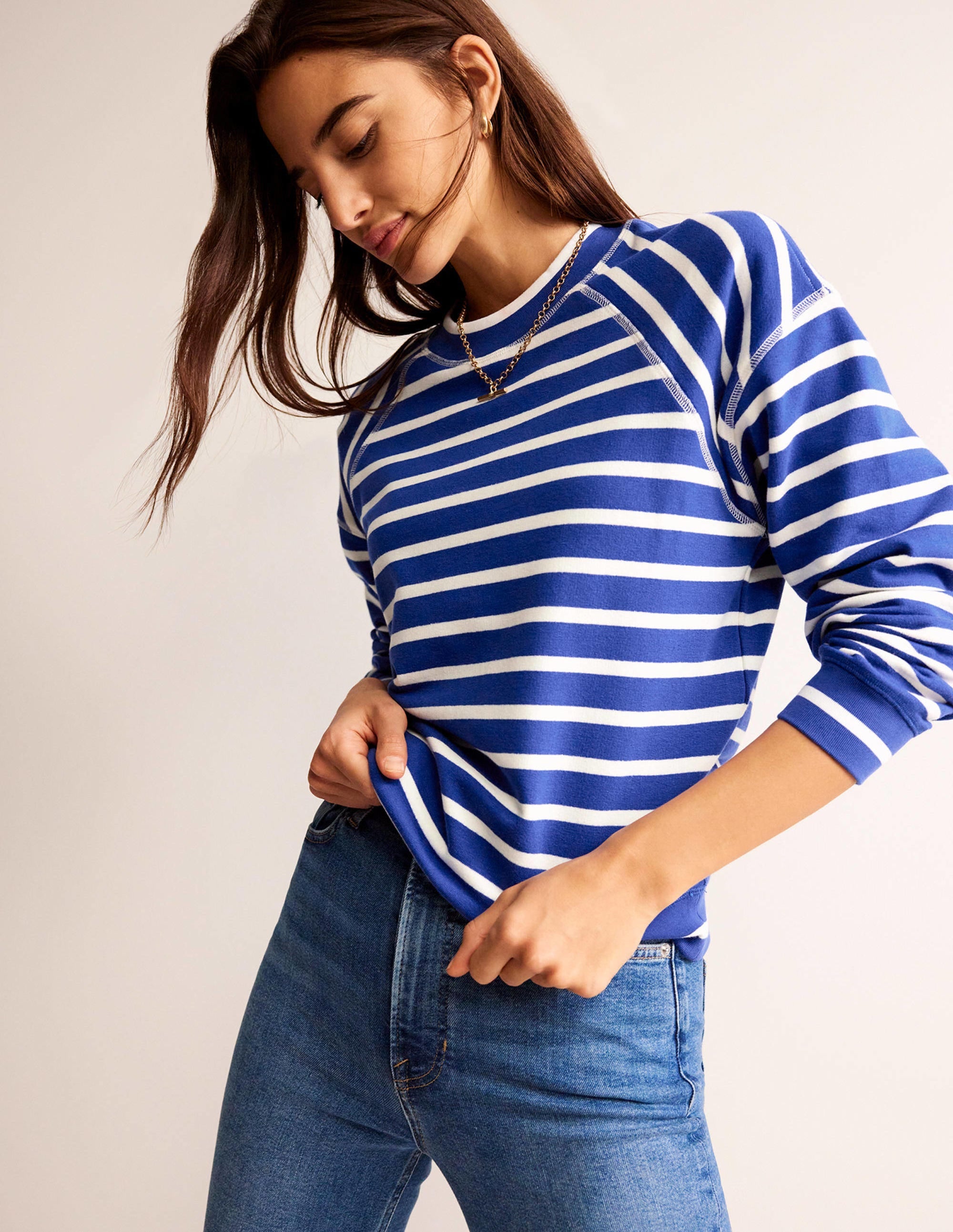 Gestreiftes Raglan-Sweatshirt-Surf The Web, Naturweiß - Image 1
