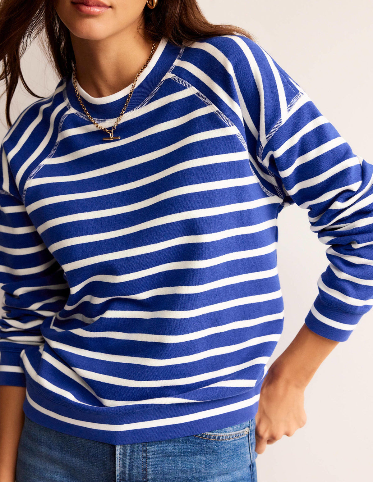 Gestreiftes Raglan-Sweatshirt-Surf The Web, Naturweiß-2