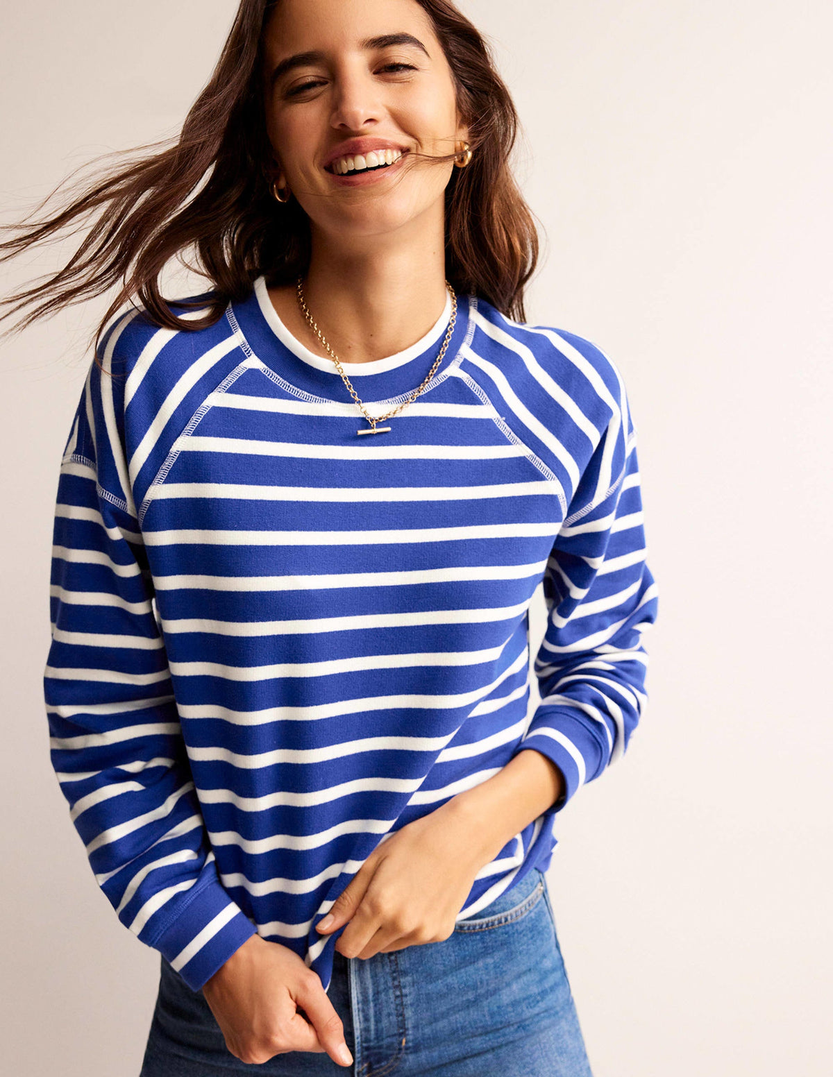 Gestreiftes Raglan-Sweatshirt-Surf The Web, Naturweiß - Image 4
