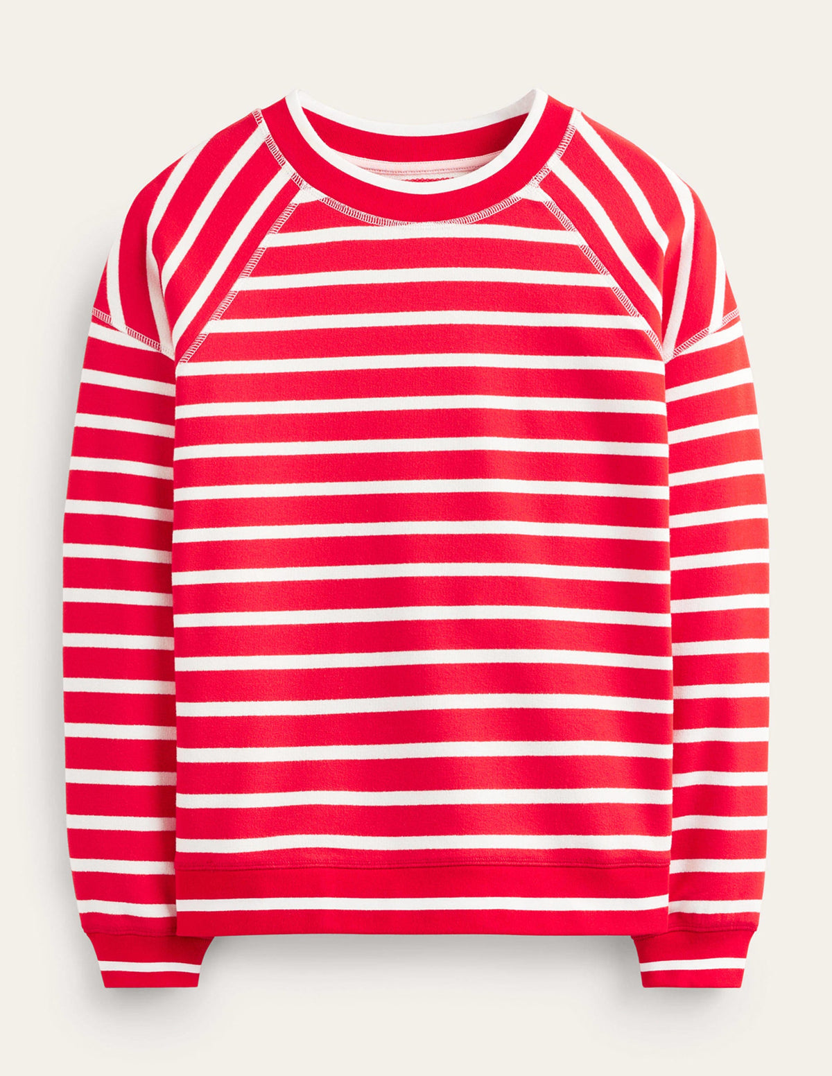 Gestreiftes Raglan-Sweatshirt-Rot, Naturweiß-6