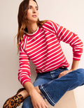 Gestreiftes Raglan-Sweatshirt-Rot, Naturweiß