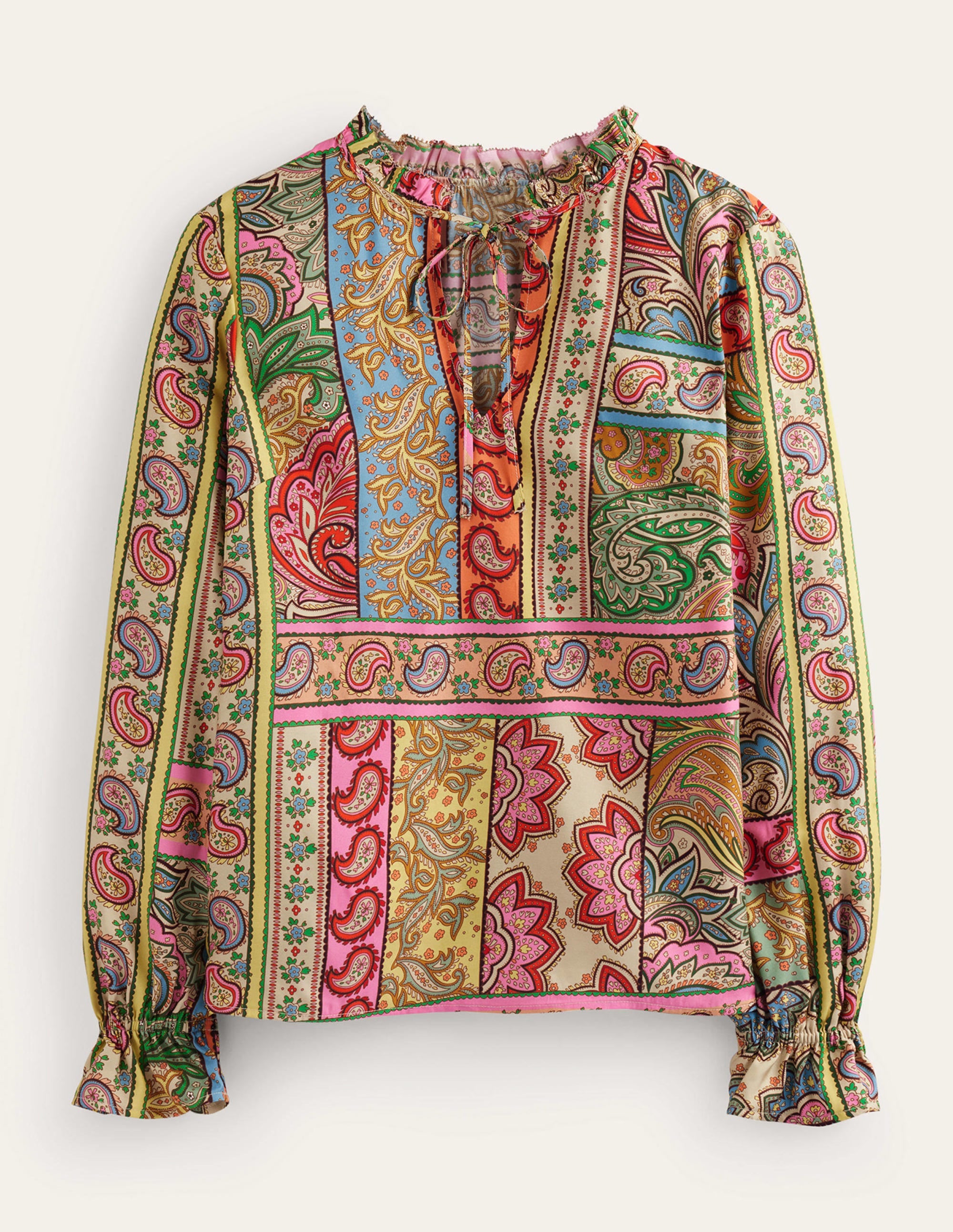 Silk Viscose Romantic Blouse-Multi, Patchwork - Image 5