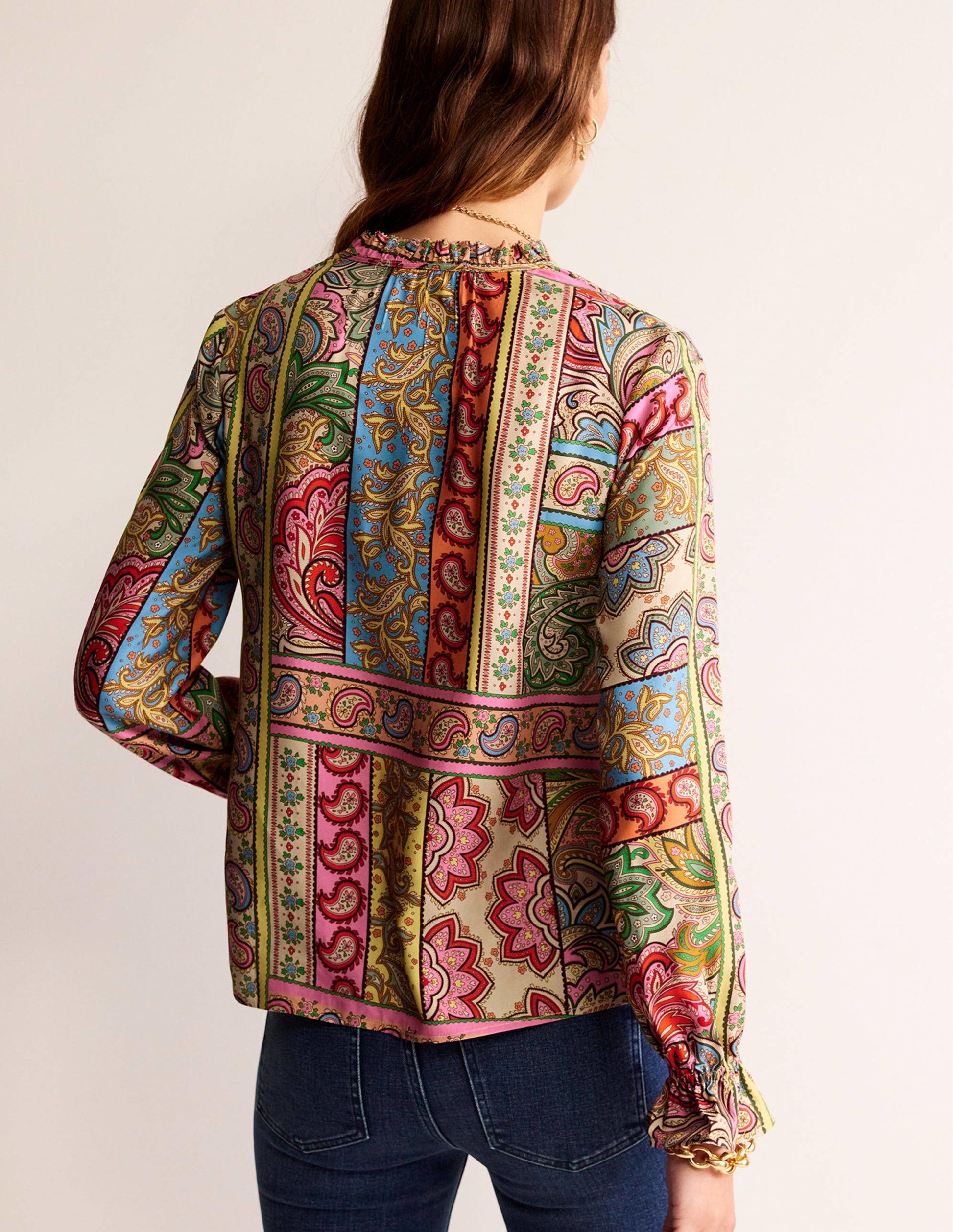 Silk Viscose Romantic Blouse-Multi, Patchwork-3
