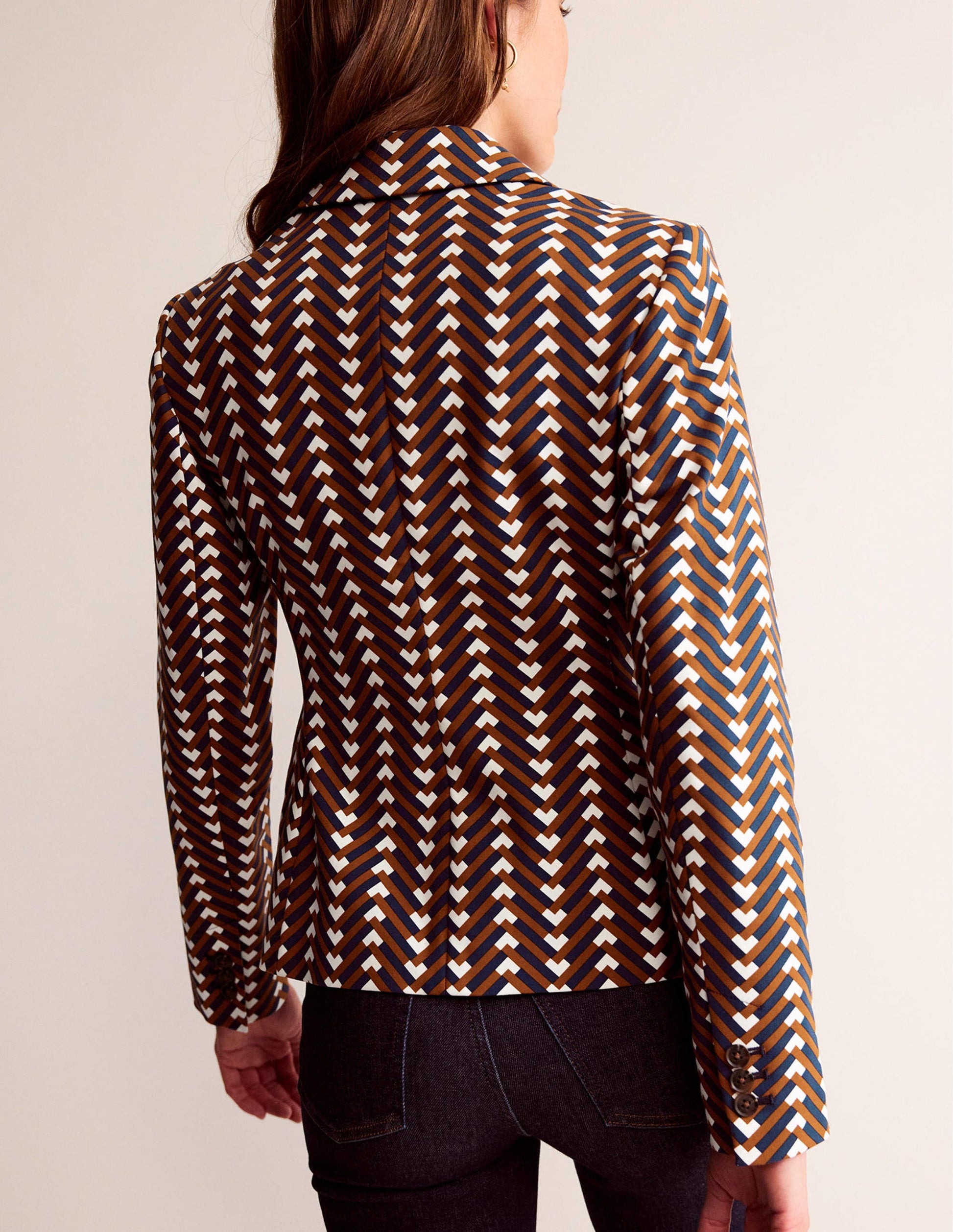 Le blazer Canonbury imprimé-Citrouille, motif Chevron Geo-3
