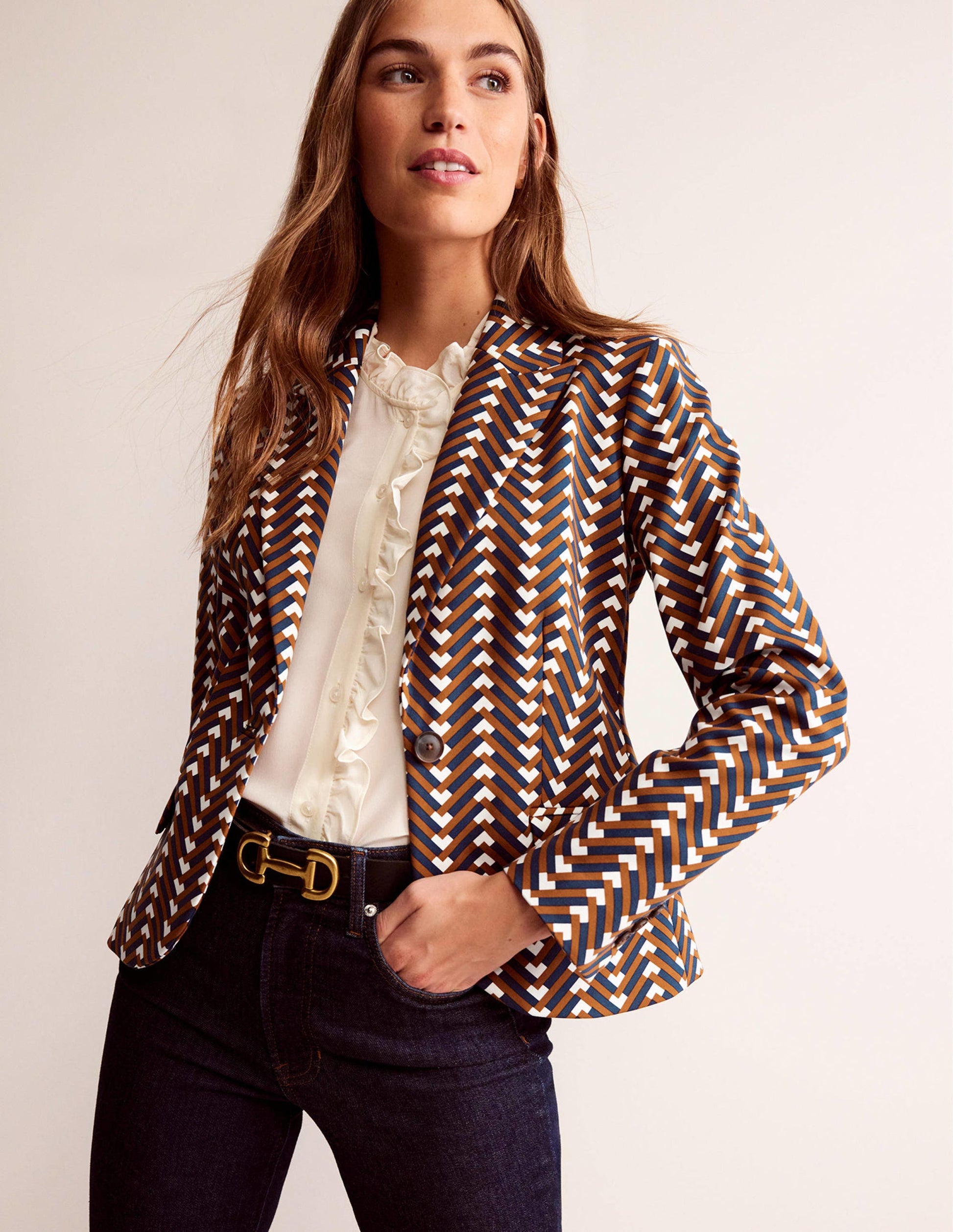 Le blazer Canonbury imprimé-Citrouille, motif Chevron Geo-4