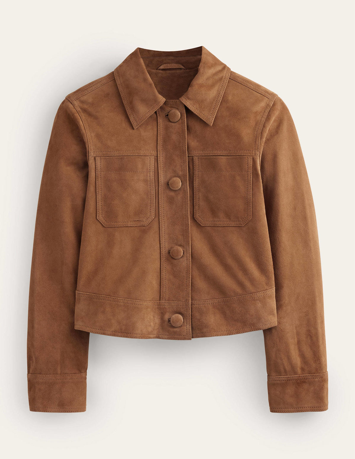 Collared Suede Jacket-Raw Umber - Image 6