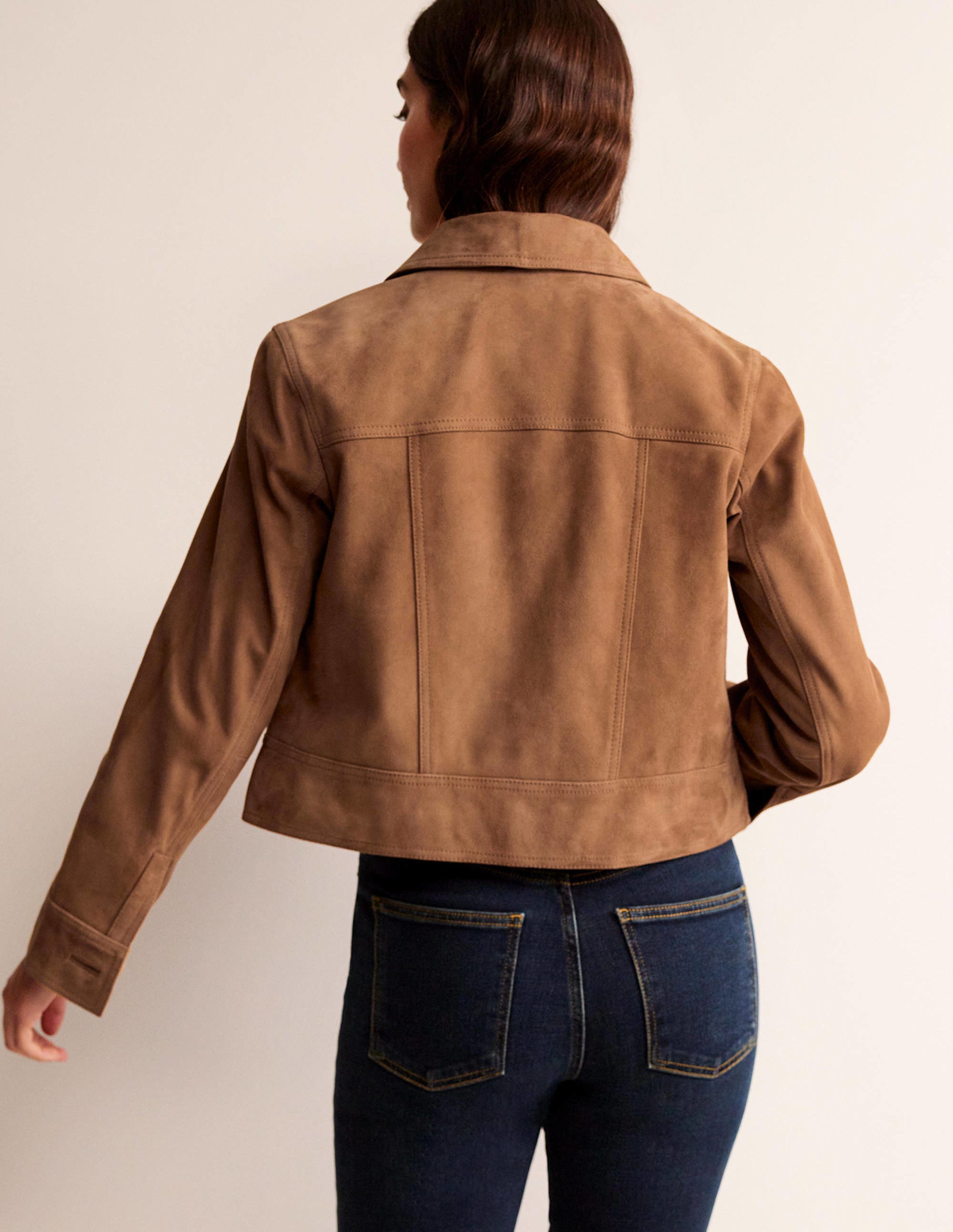 Collared Suede Jacket-Raw Umber - Image 3