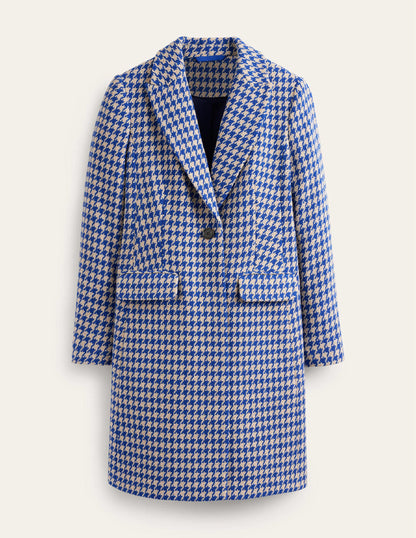 Manteau Canterbury Interest-Pied-de-poule bleu et ivoire