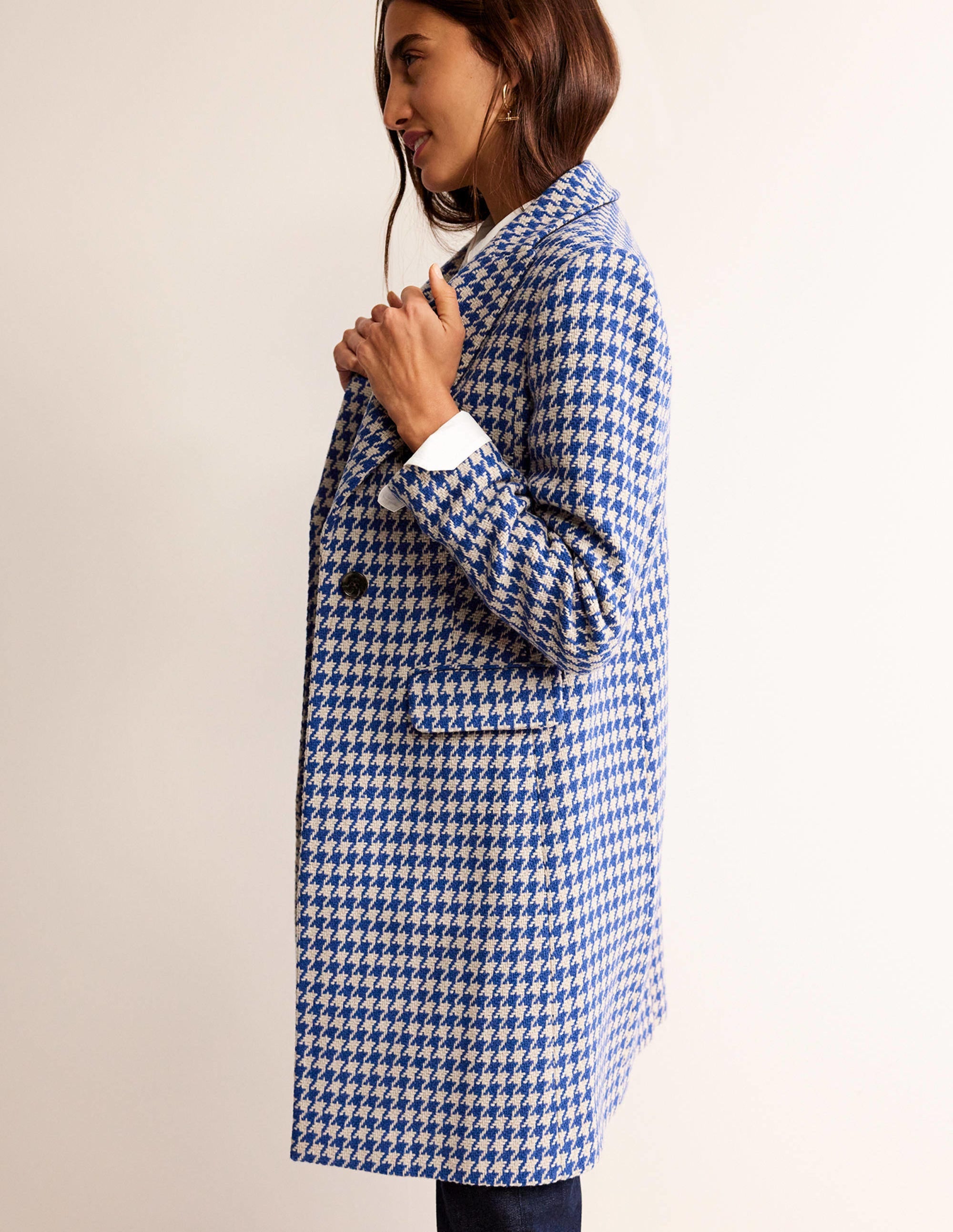 Manteau Canterbury Interest-Pied-de-poule bleu et ivoire - Image 4