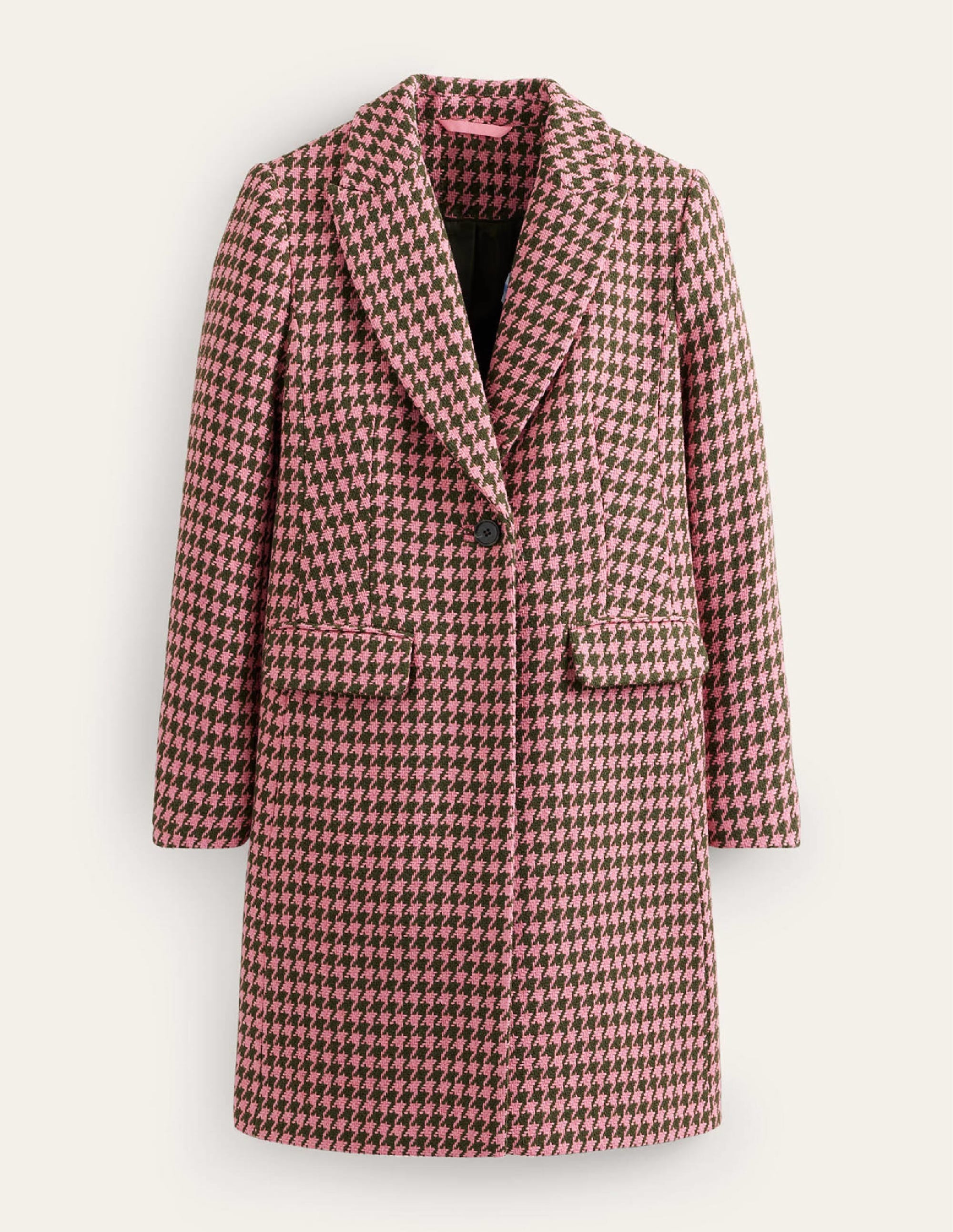 Manteau Canterbury Interest-Pied-de-poule rose et kaki - Image 6