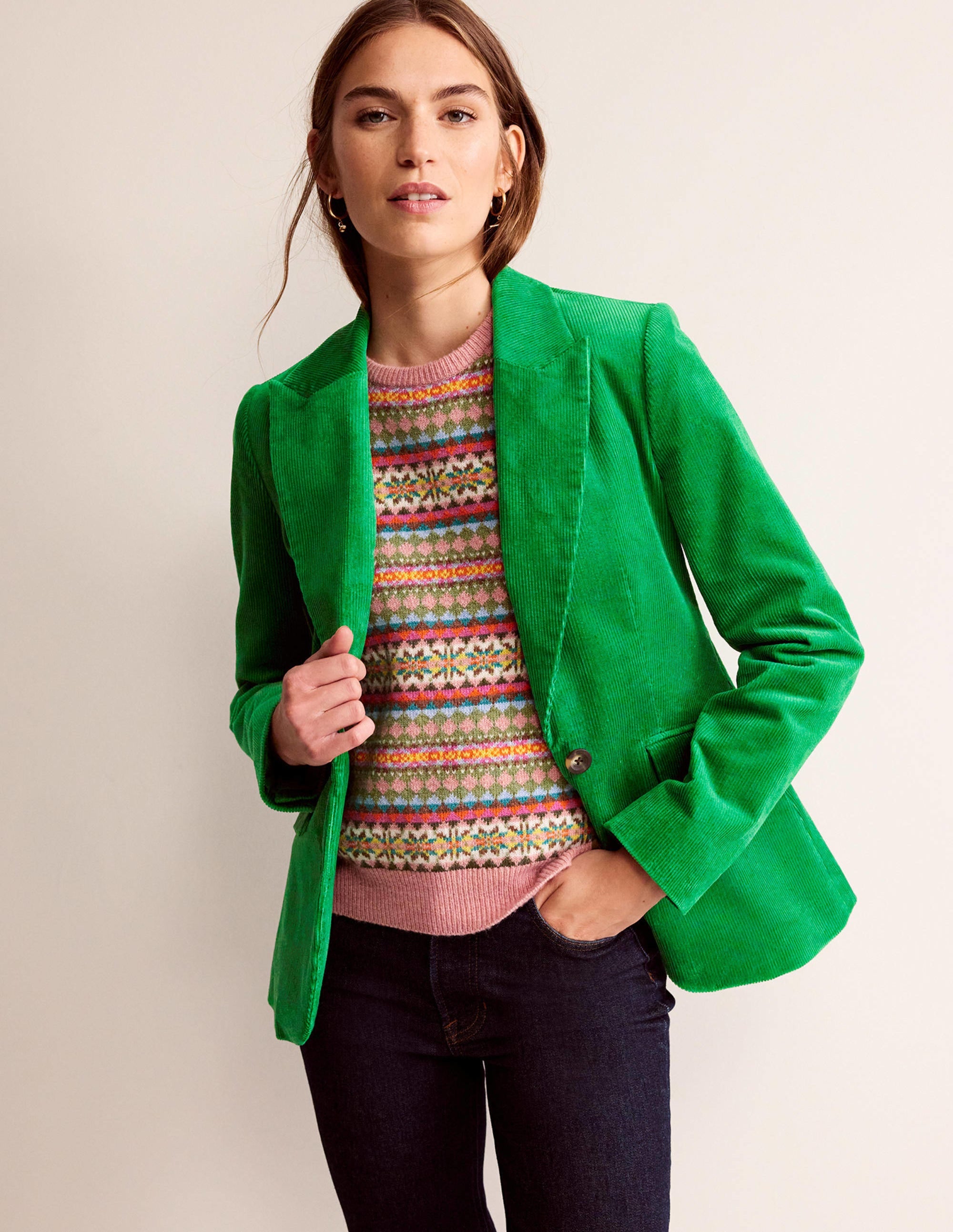 Blazer Marylebone en velours-Vert des Highlands - Image 1