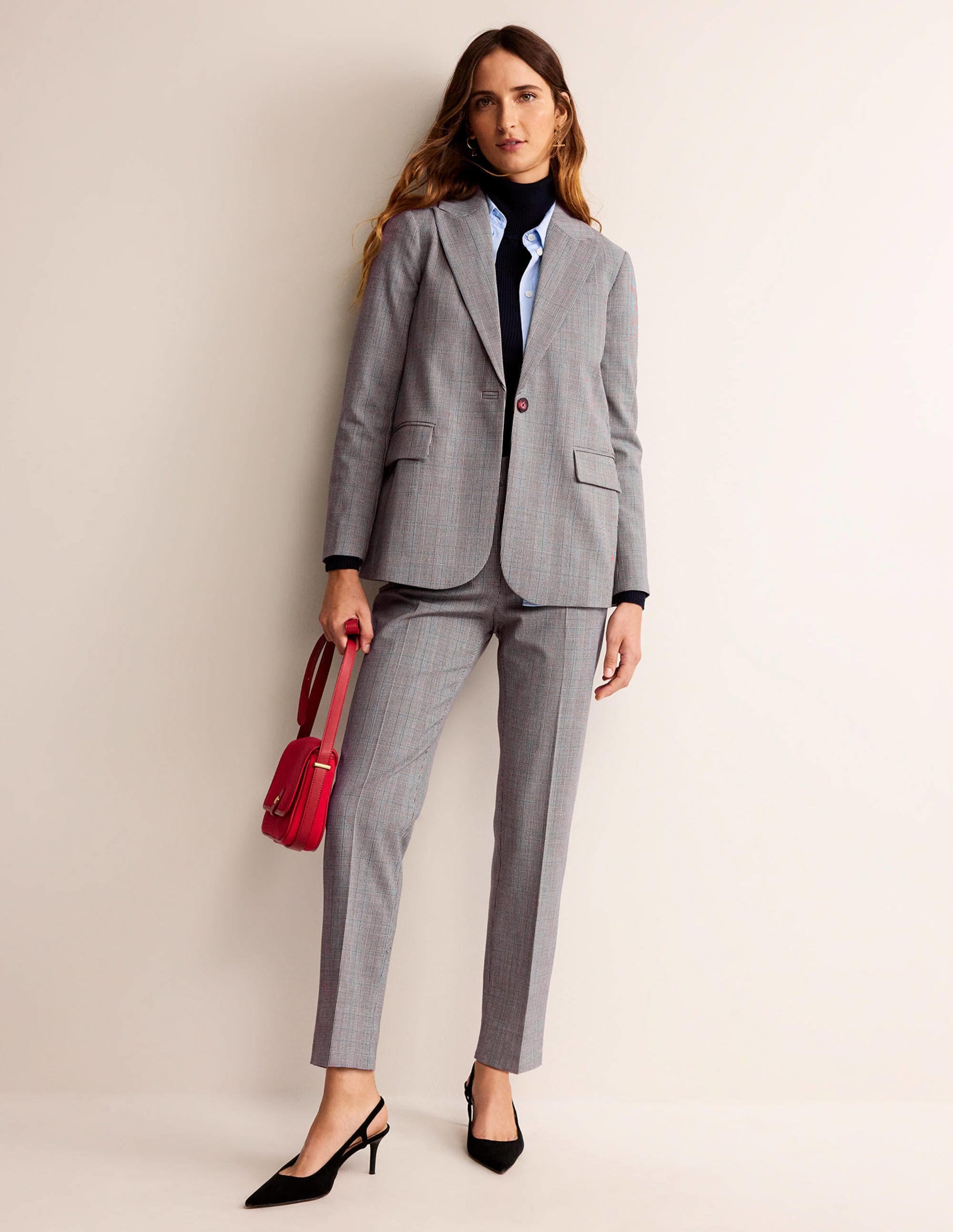 Blazer Bloomsbury en laine-Ivoire, charbon, motif Blue Pow - Image 5