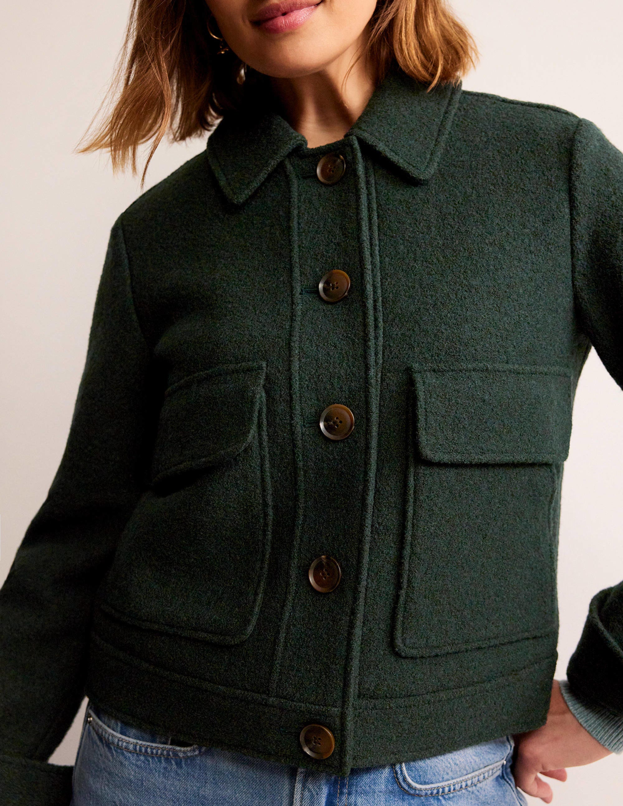 Veste en laine texturée à col-Vert - Image 2
