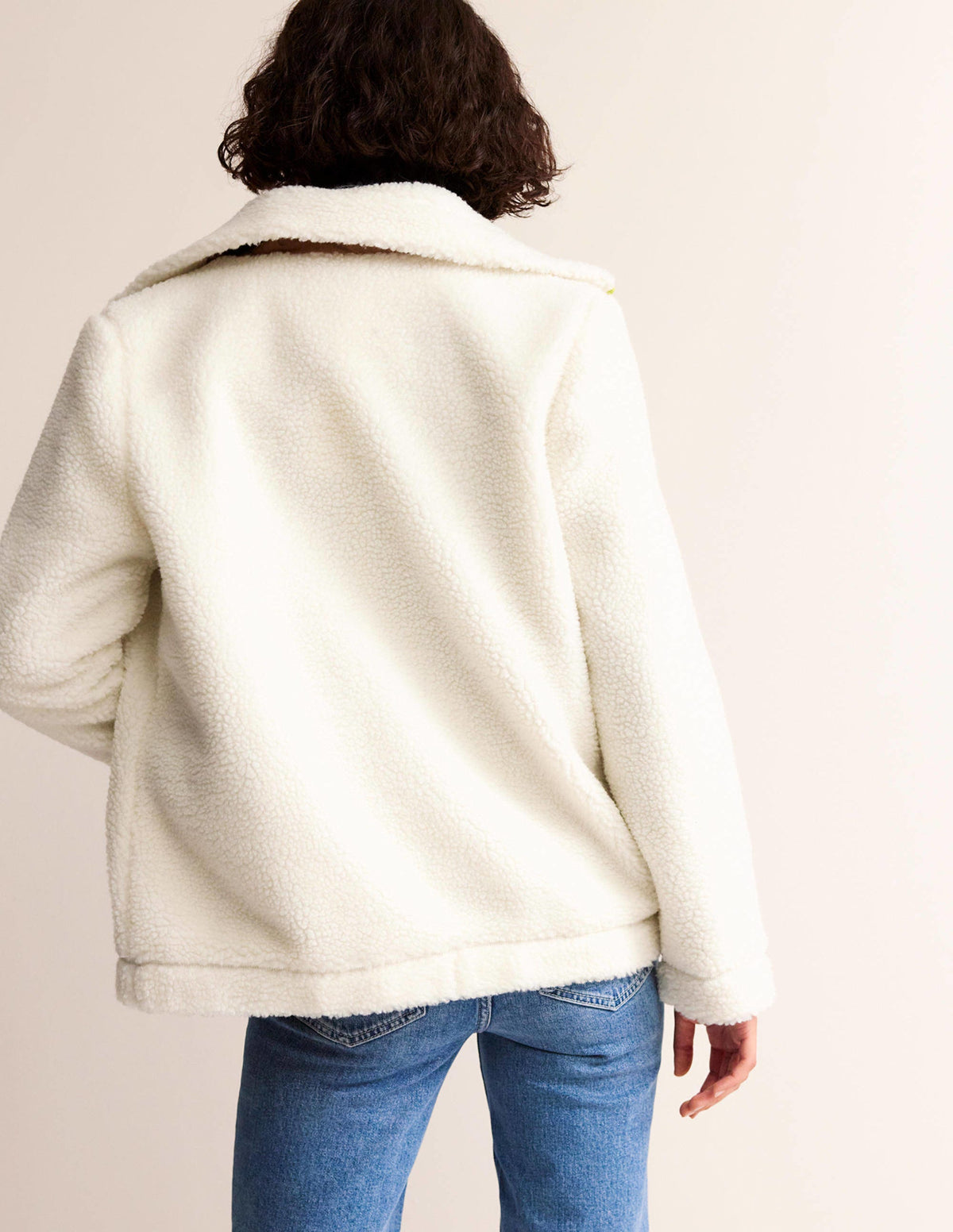Borg-Jacke mit Trichterkragen-Naturweiß, Metallic-3
