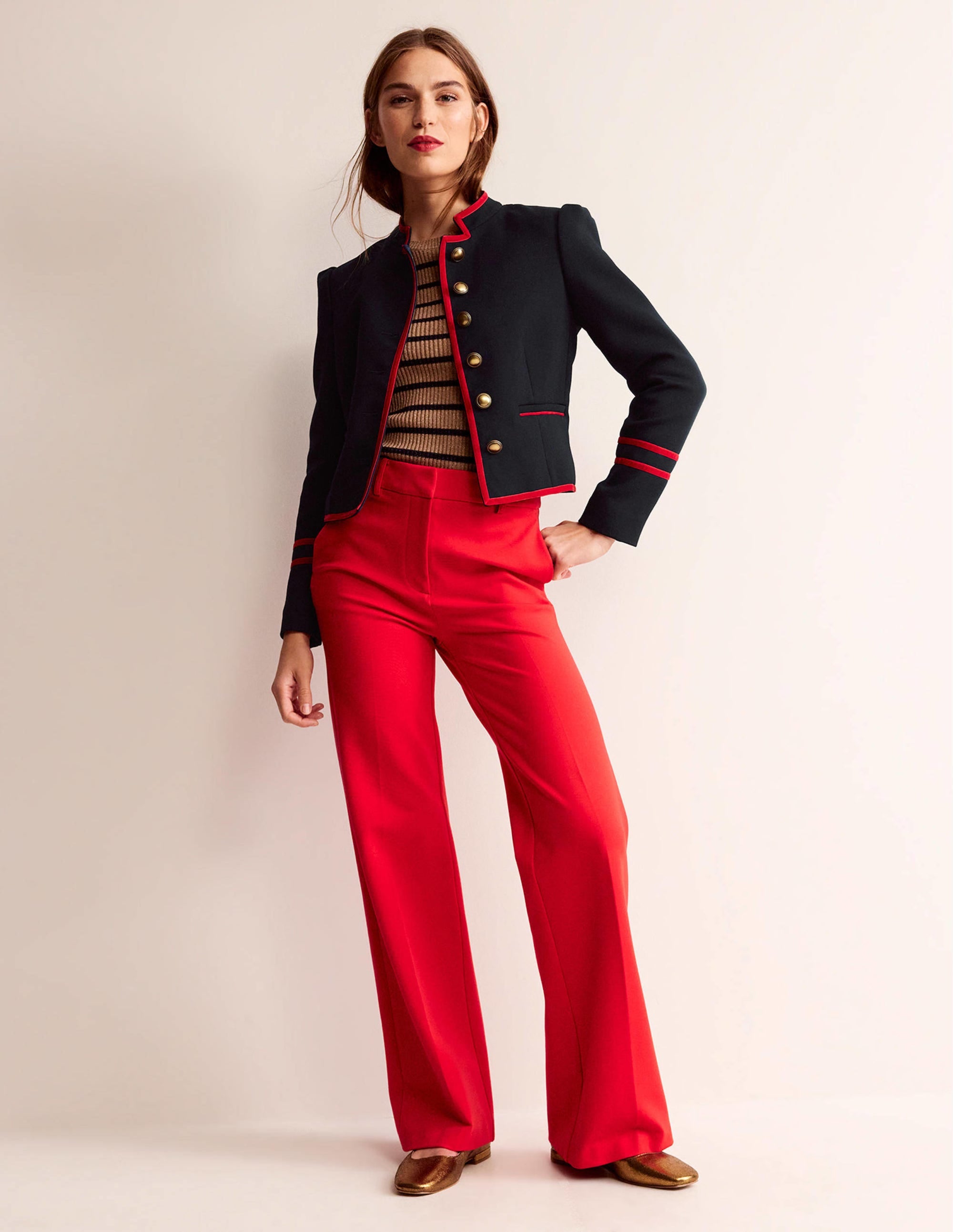 Cambridge Military Jacket-French Navy,Red Trim - Image 5