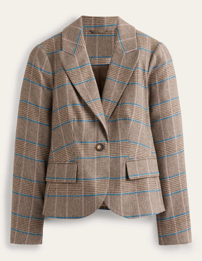Der Canonbury Woll-Blazer-Kamelbraun und Pink Glencheck