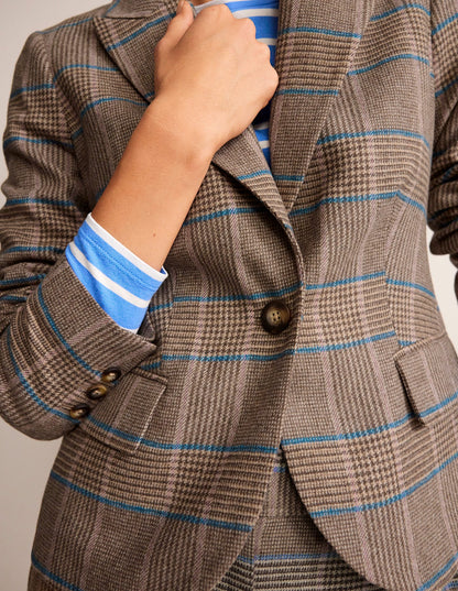 Der Canonbury Woll-Blazer-Kamelbraun und Pink Glencheck