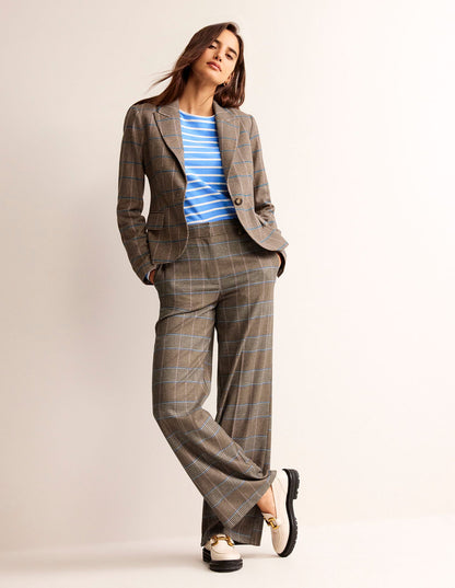Der Canonbury Woll-Blazer-Kamelbraun und Pink Glencheck
